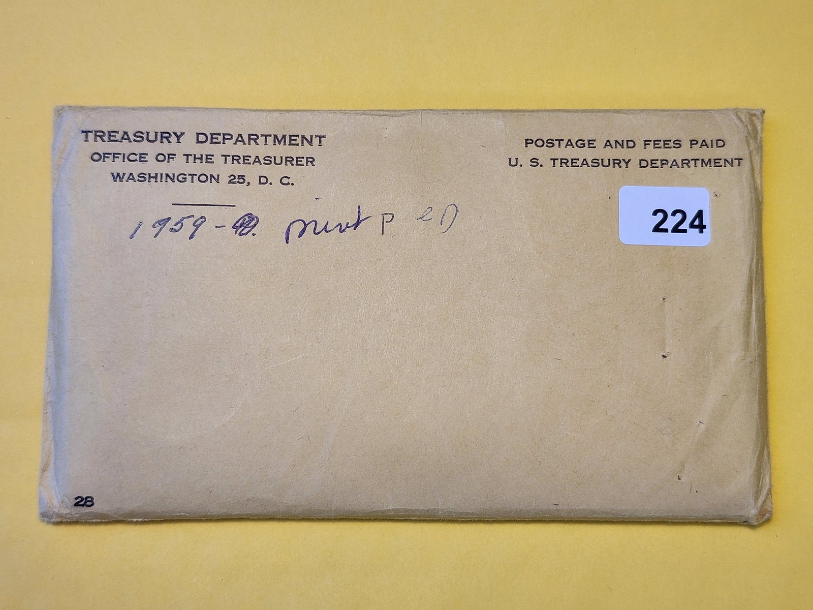 VARIETY! 1959 US Mint Set in Original Government Packaging: Type B Reverse Quarter
