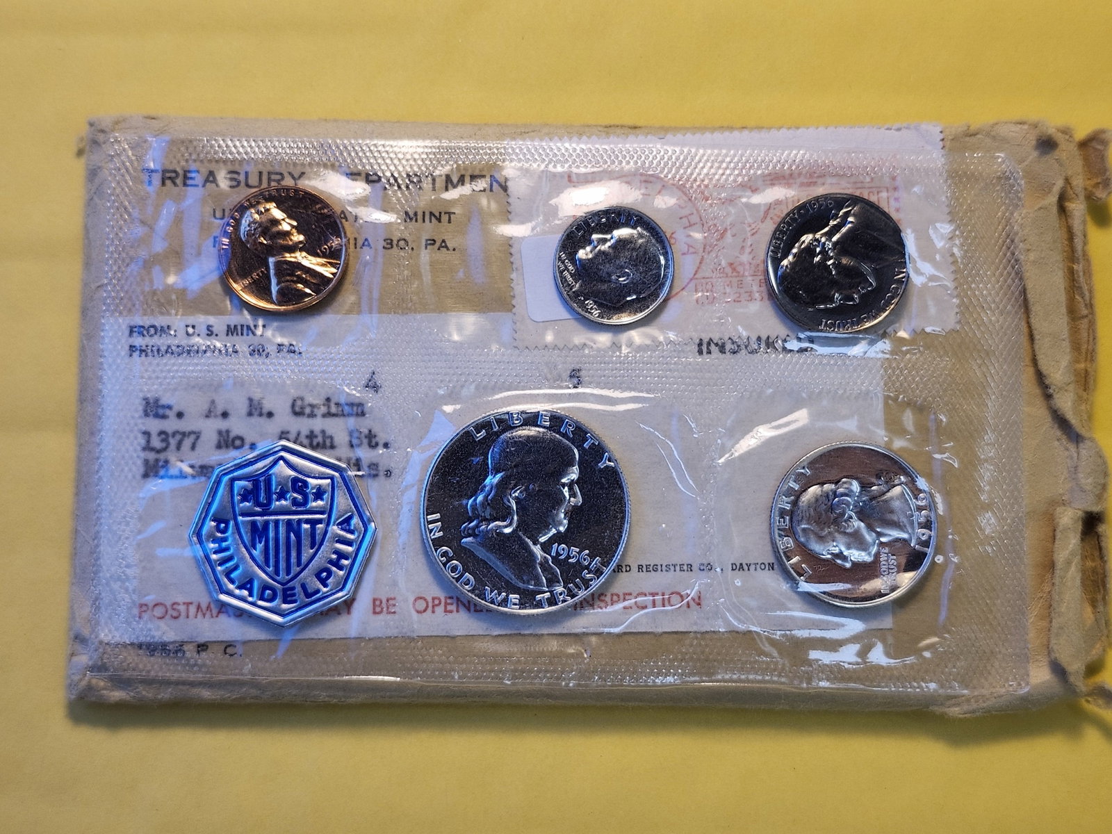 1956 US Silver Philadelphia Mint Set in Original Government Packaging - 2