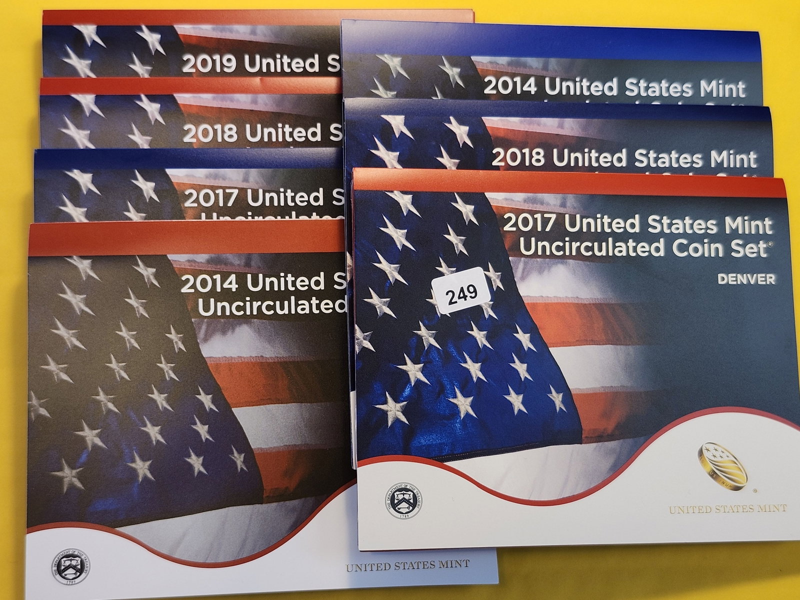 Seven Mixed US Mint Sets: 2014 through 2019. All in original government packaging