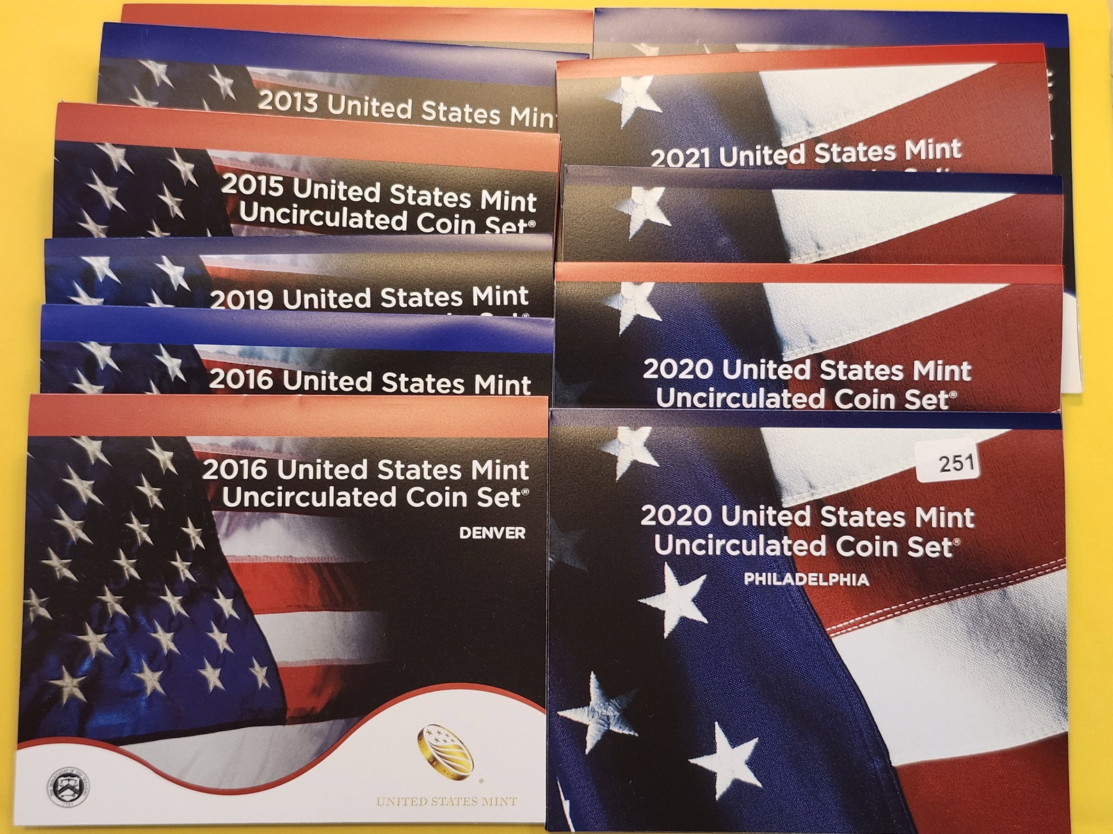 Eleven Mixed US Mint Sets: 2013 through 2021. All in original government packaging