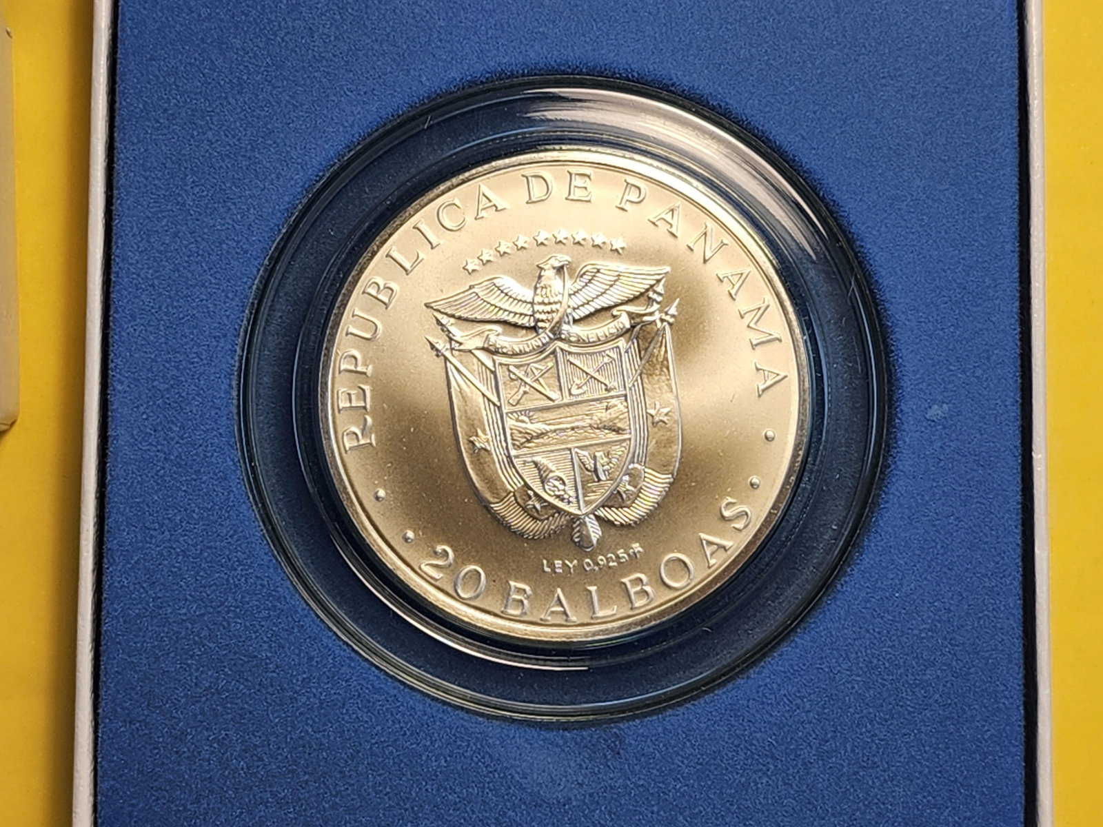 Brilliant GEM 1973 Panama Silver Twenty Balboas - 2