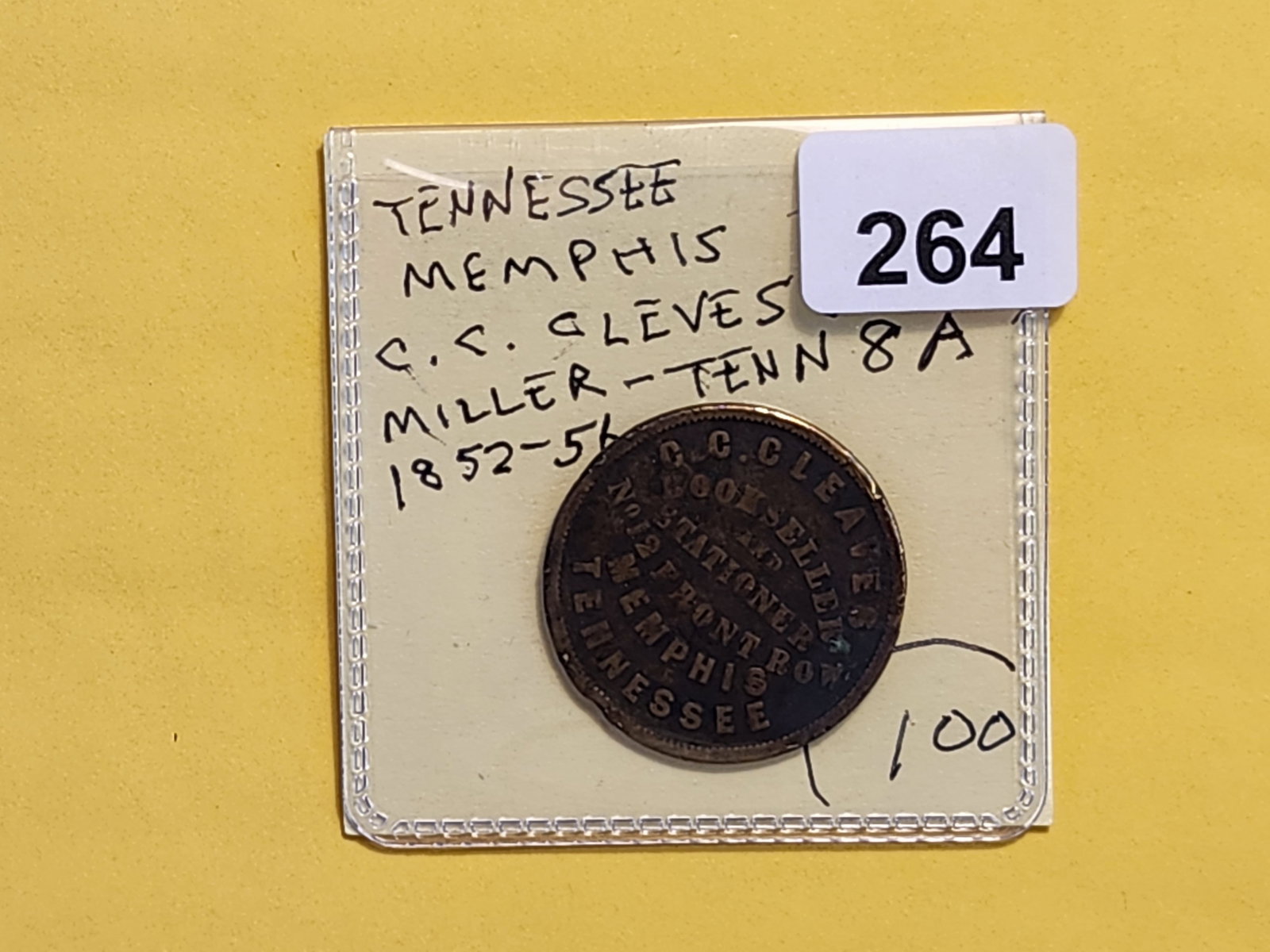 1852-56 C.C. Cleaves Merchant Token Memphis Tennessee - 2