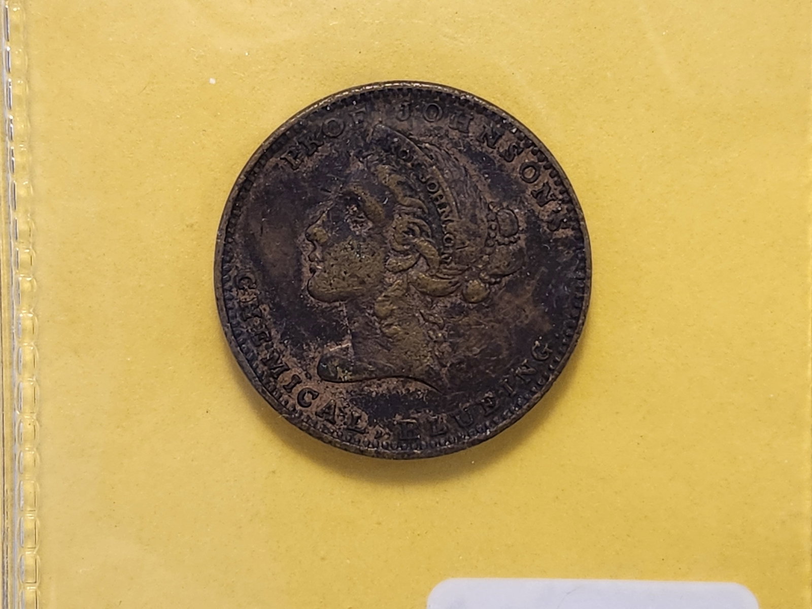 1850s Professor Johnson Chemical Blueing New York Token - 4