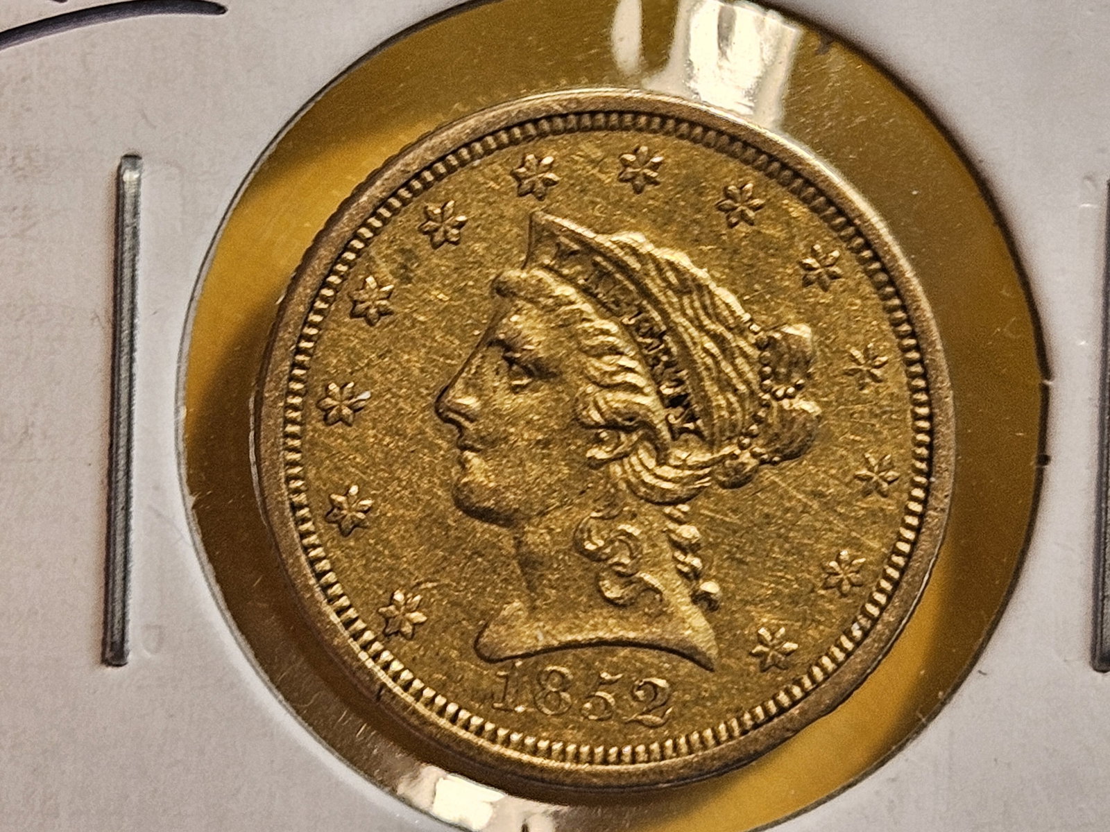 GOLD! Better Date 1852-O Gold Liberty Head $2.5 Dollars in About Uncirculated - 3