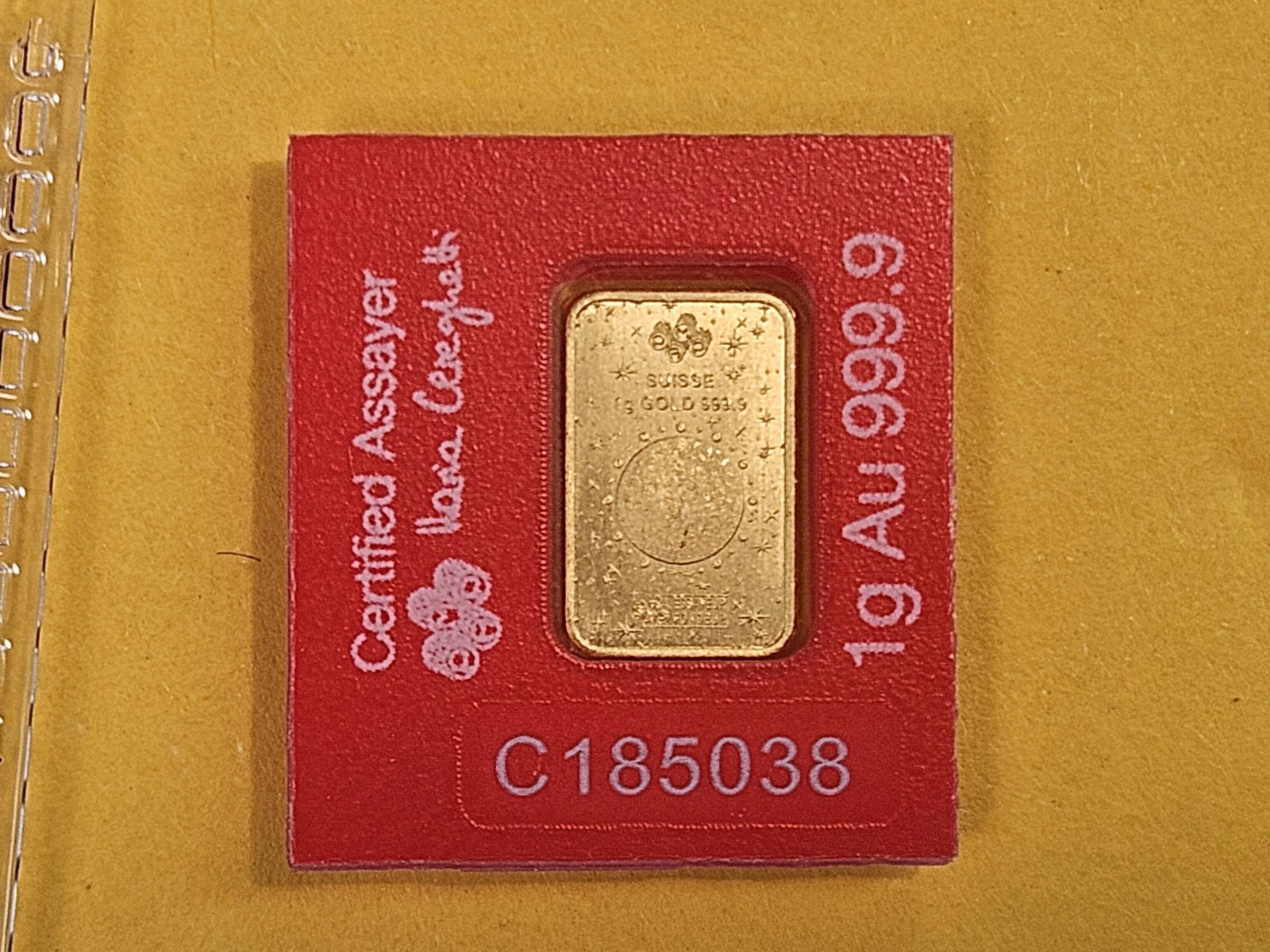 GOLD! PAMP SUISSE One Gram .9999 Fine gold bar - 2
