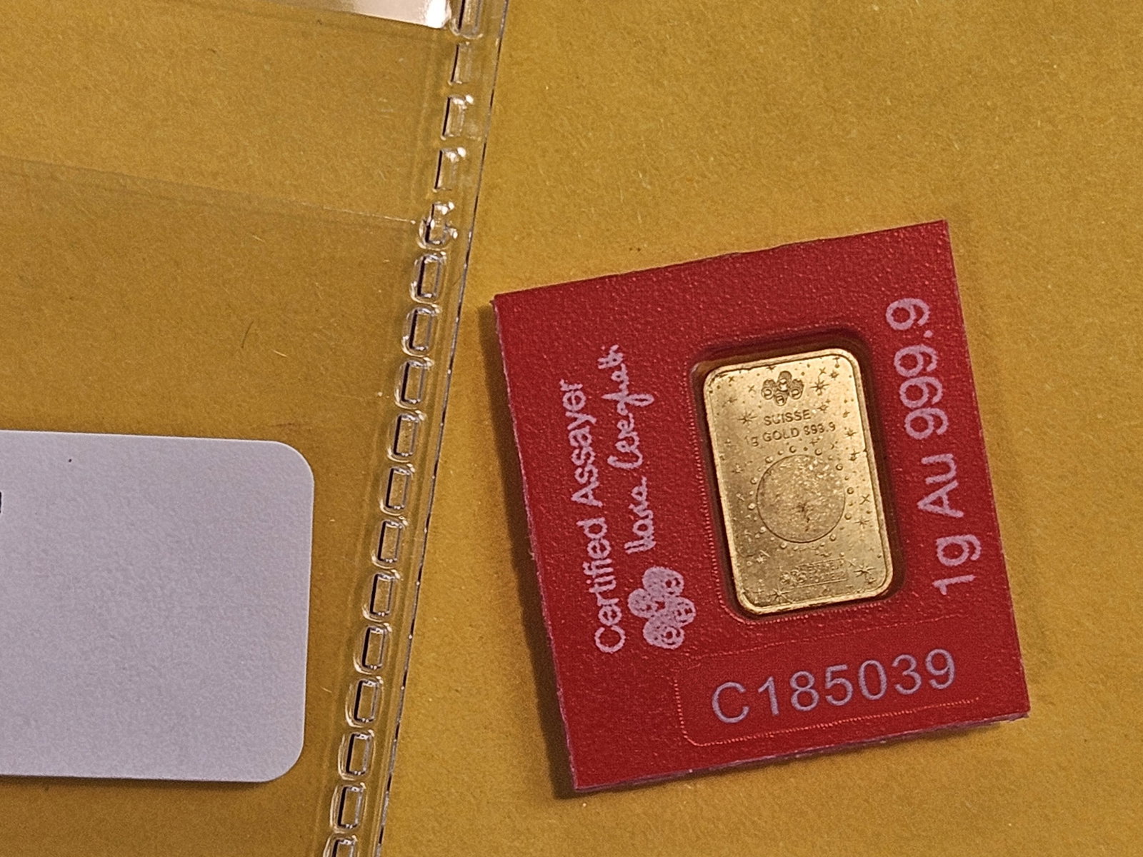 GOLD! PAMP SUISSE One Gram .9999 Fine gold bar - 2