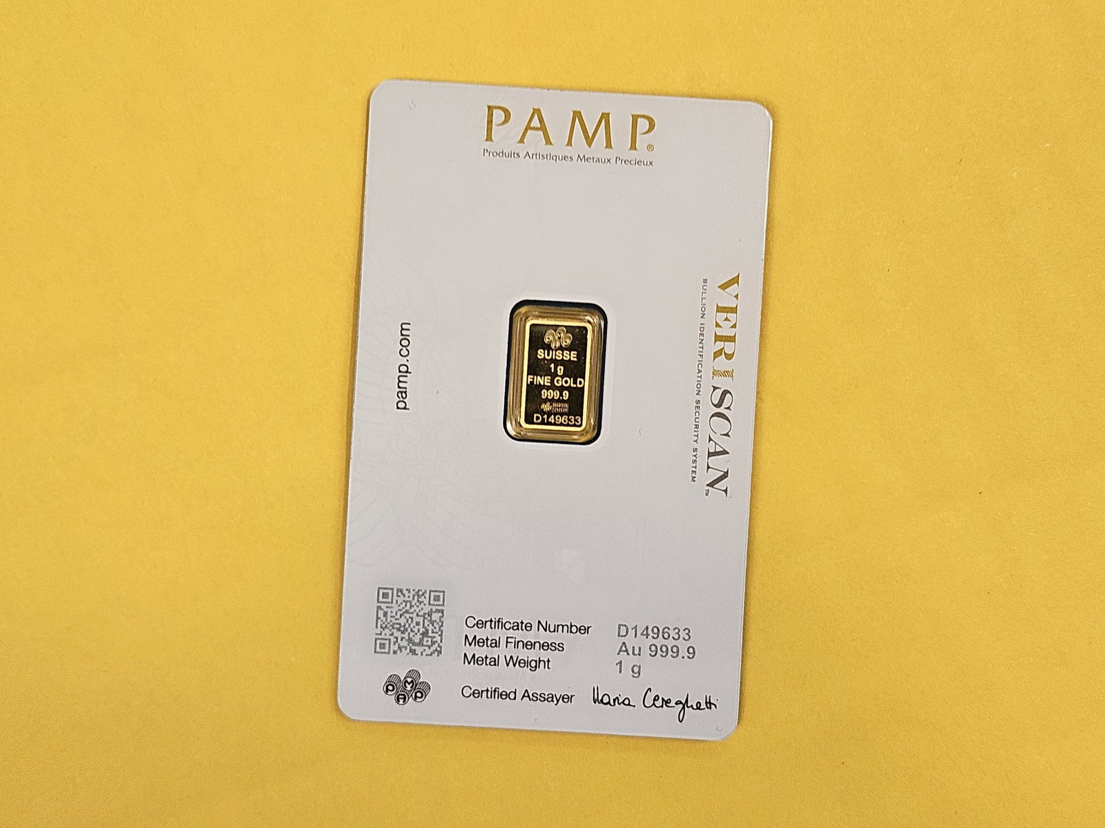 GOLD! PAMP SUISSE One Gram .9999 Fine gold bar - 3