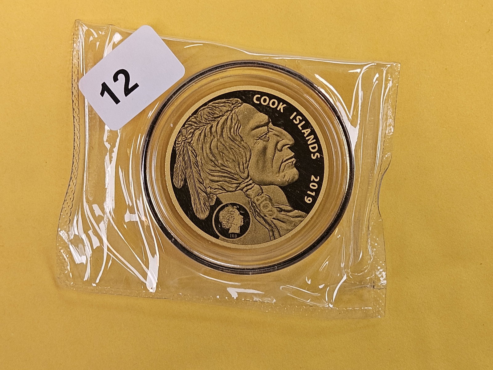GOLD! GEM Proof Deep Cameo 2019 Cook Islands Five Dollars: In original plastic capsule