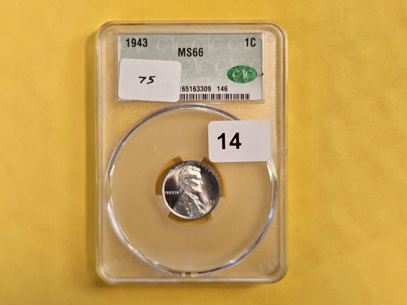GEM! CACG 1943 Steel Wheat Cent in Mint State 66 - 2
