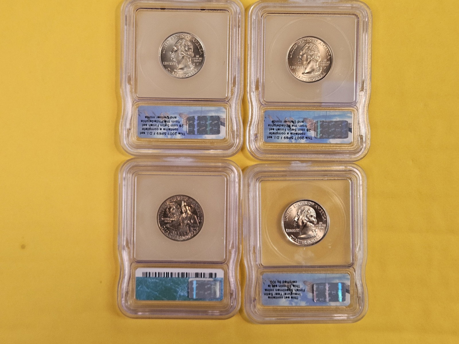 Four mixed, ICG-graded Washington Quarters - 2