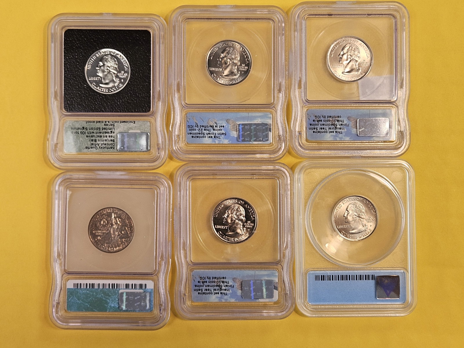 Six mixed, ICG and ANACS-graded Washington Quarters - 3