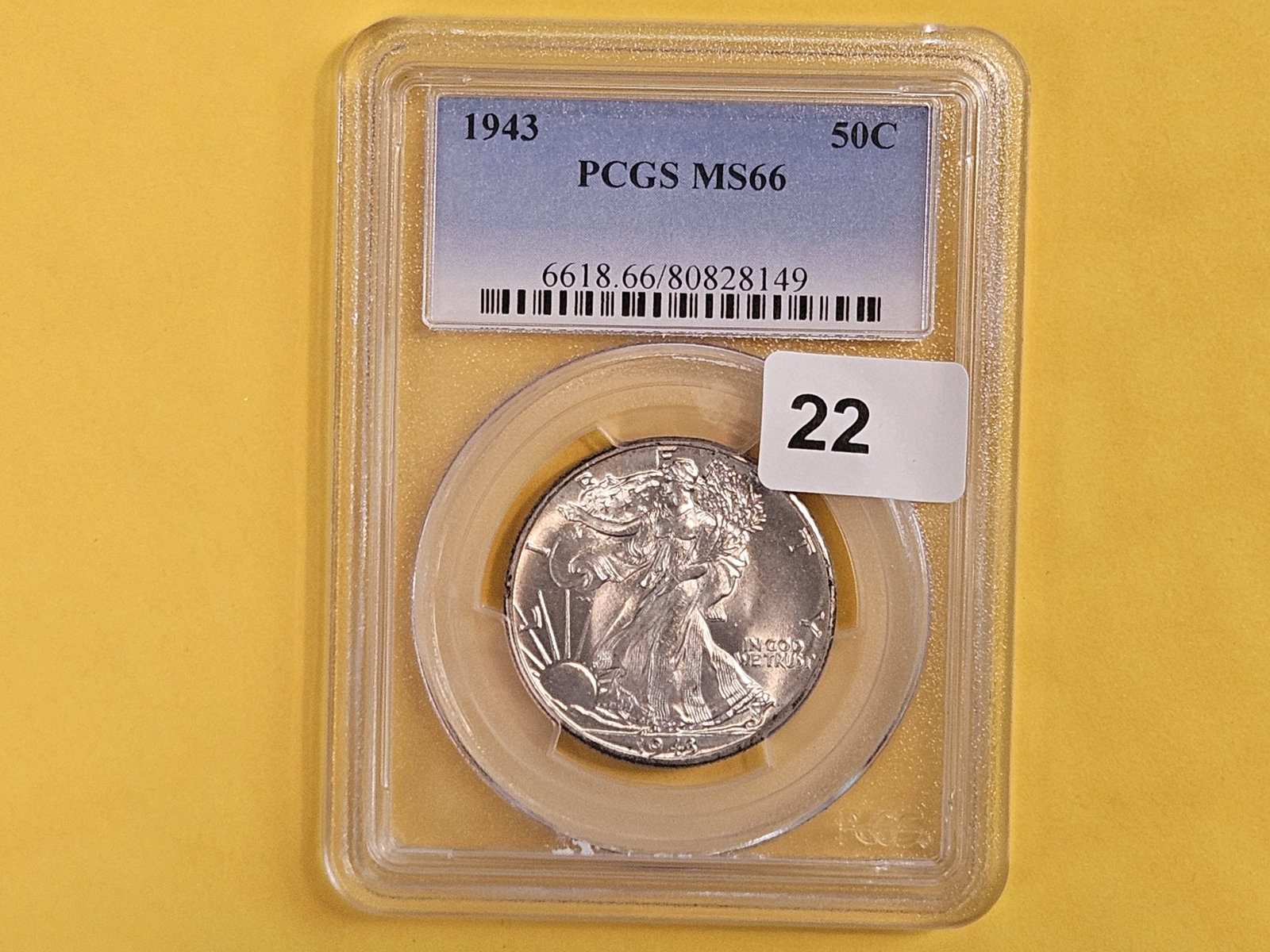 GEM! PCGS 1943 Walking Liberty Half Dollar in Mint State 66 - 2