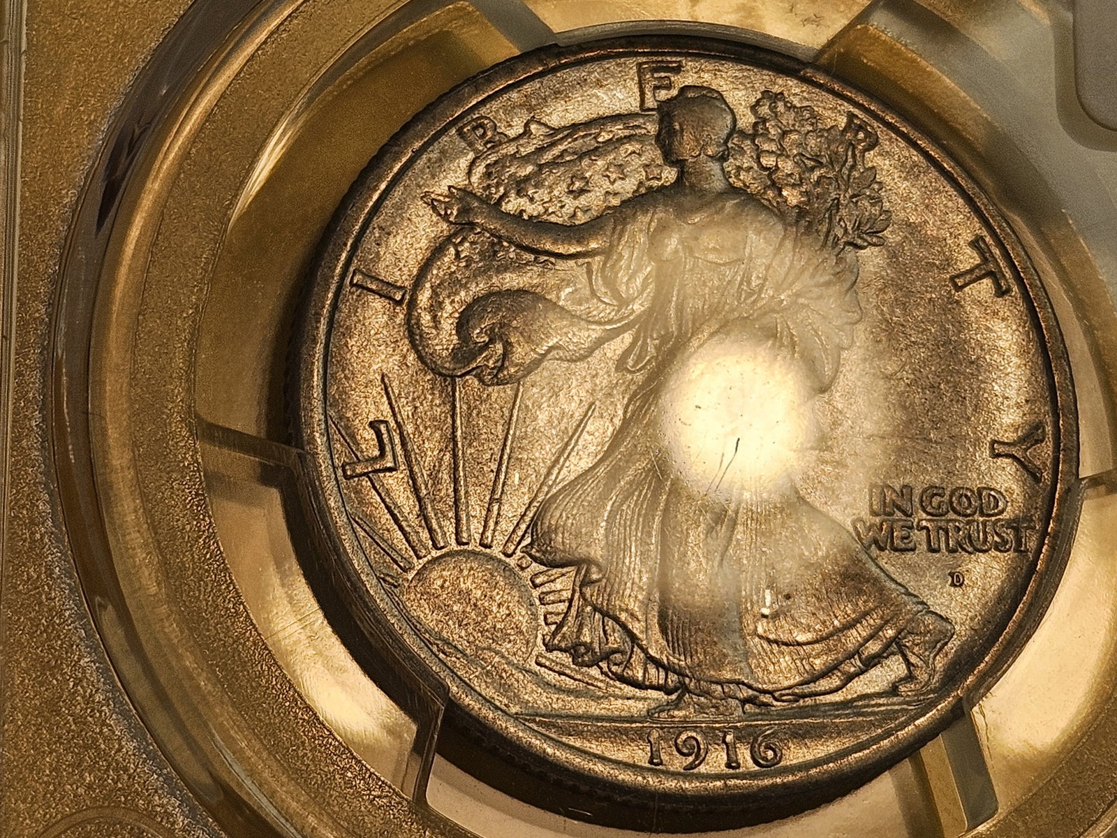 * Semi-key PCGS 1916-D Walking Liberty Half Dollar in Brilliant About Uncirculated plus - details - 3