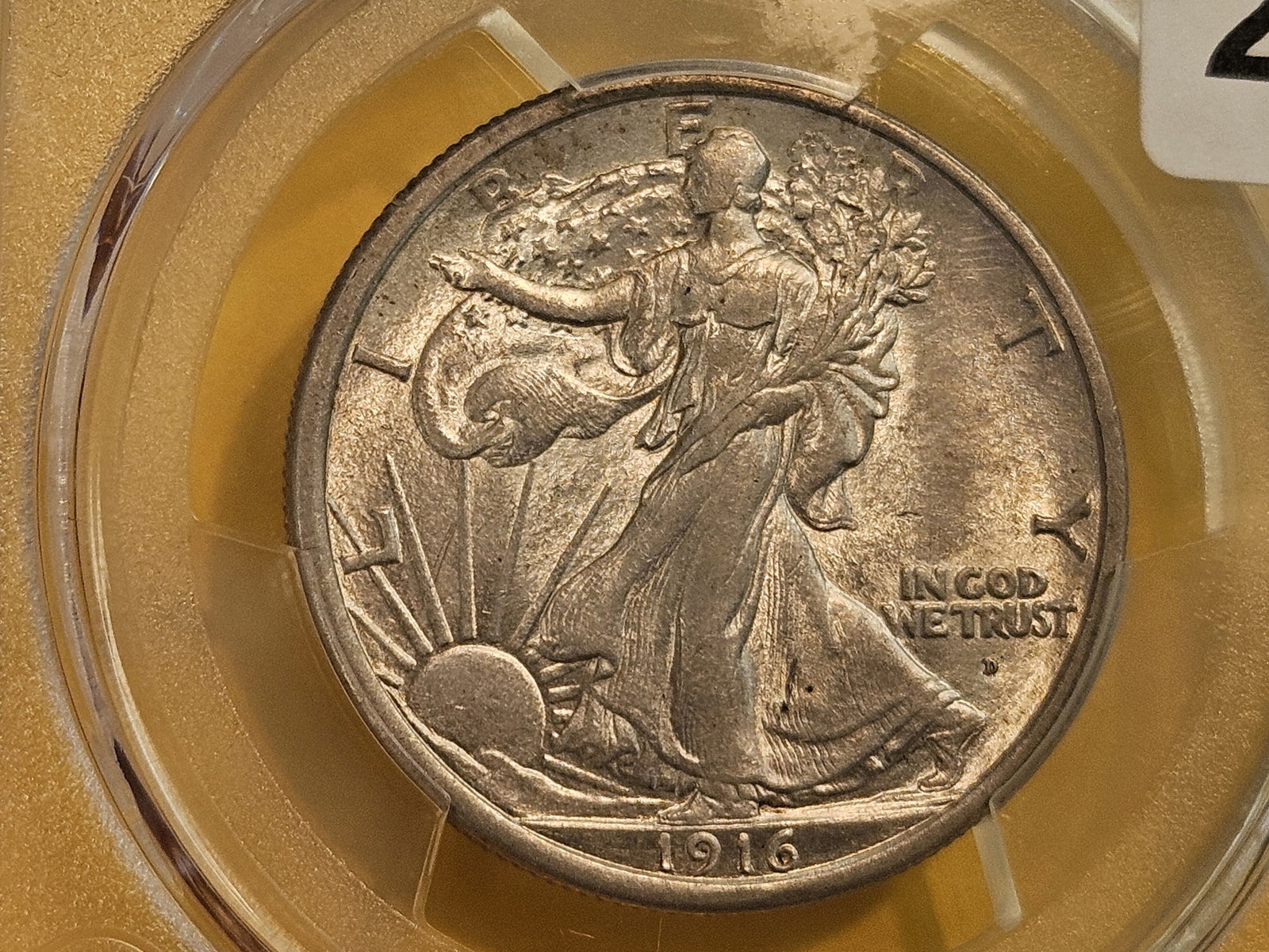 * Semi-key PCGS 1916-D Walking Liberty Half Dollar in Brilliant About Uncirculated plus - details - 4