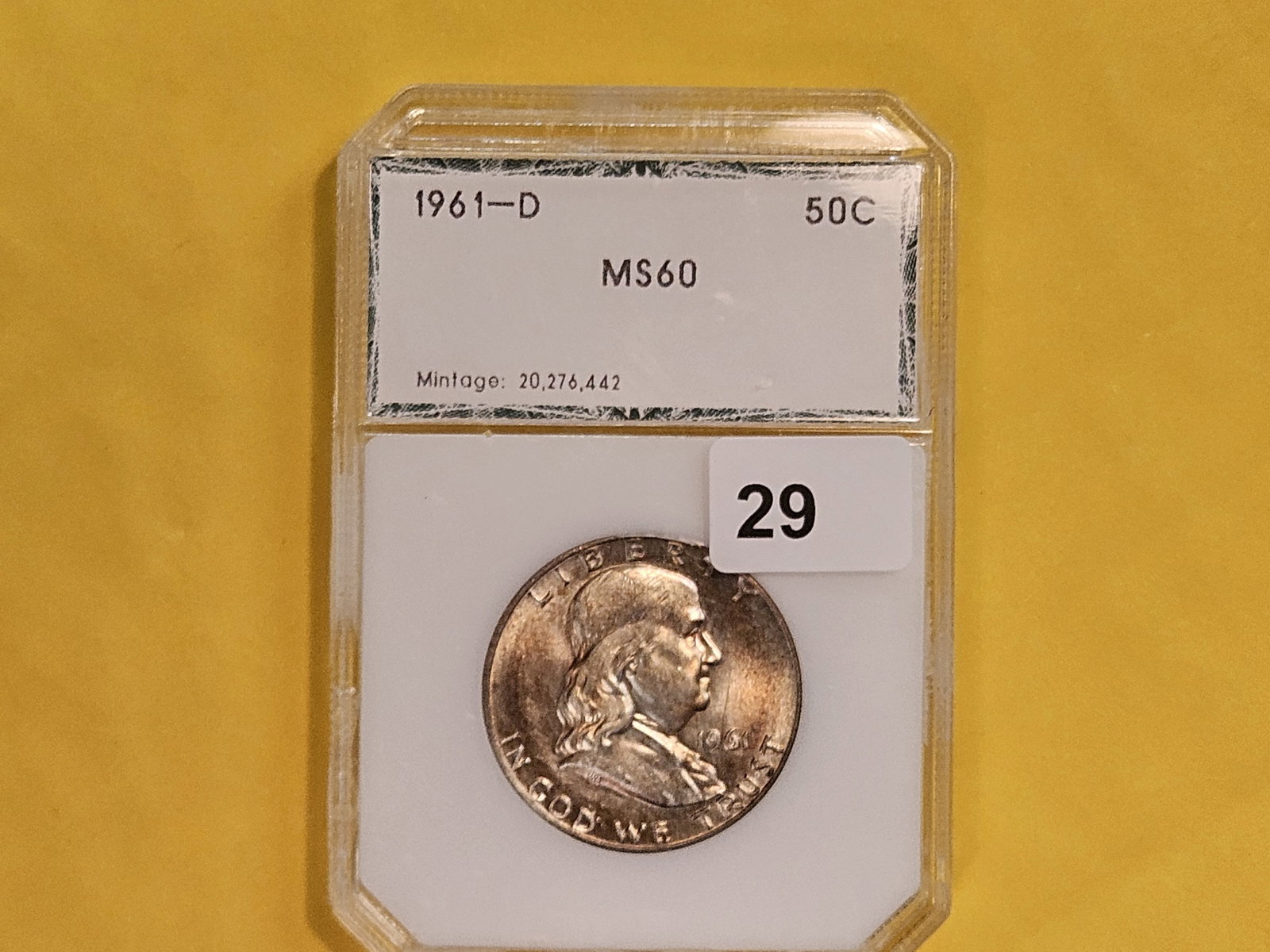 PCI 1961-D Franklin silver Half Dollar in Mint State 60 - 2