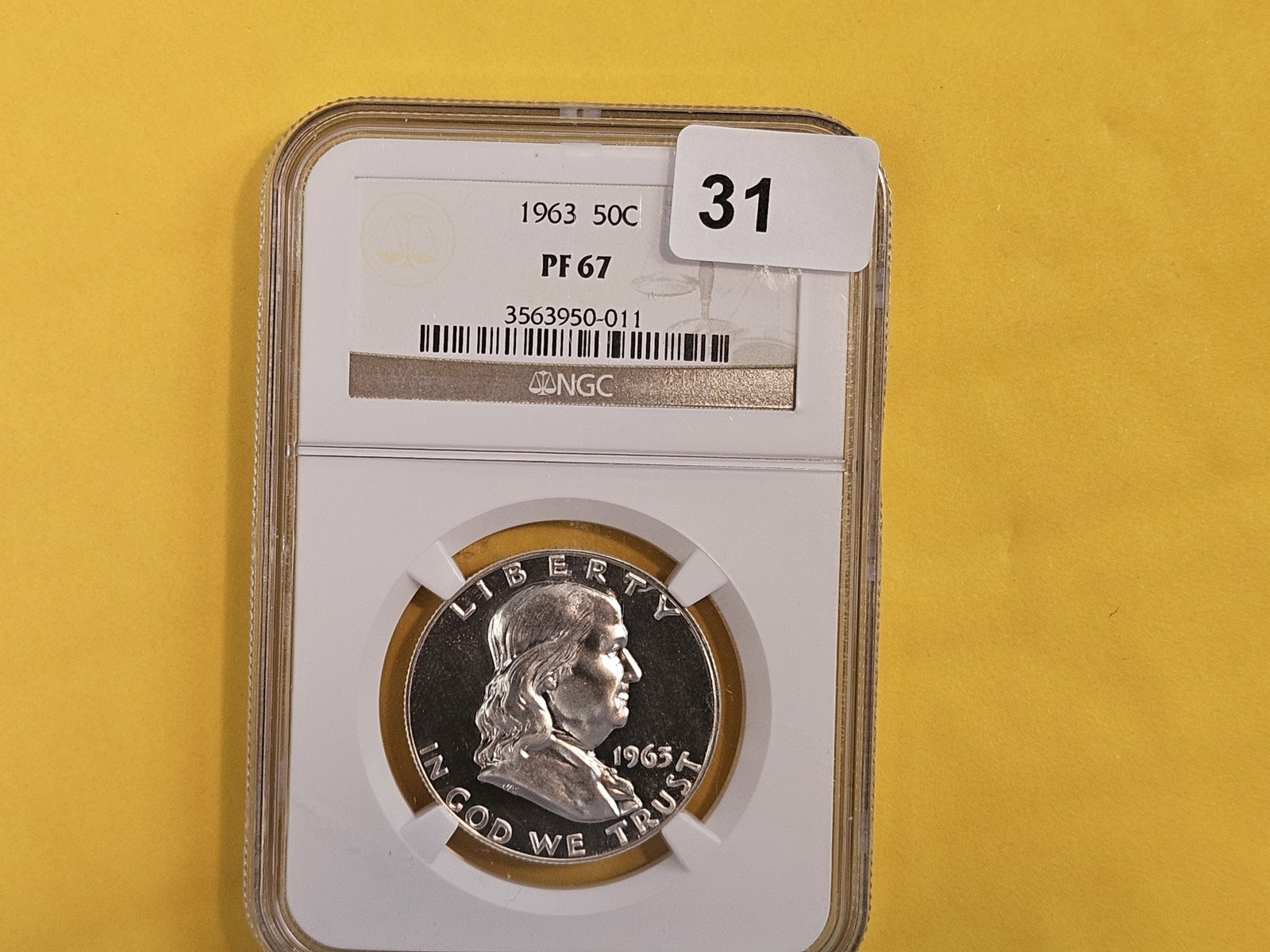 Superb GEM! NGC 1963 Franklin silver Half Dollar in Proof 67 - 2
