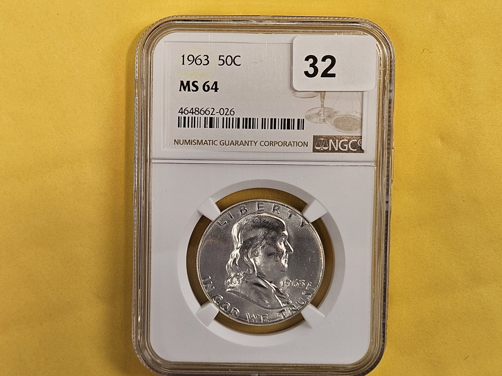NGC 1963 Franklin Silver Half Dollar in Mint State 64 - 2