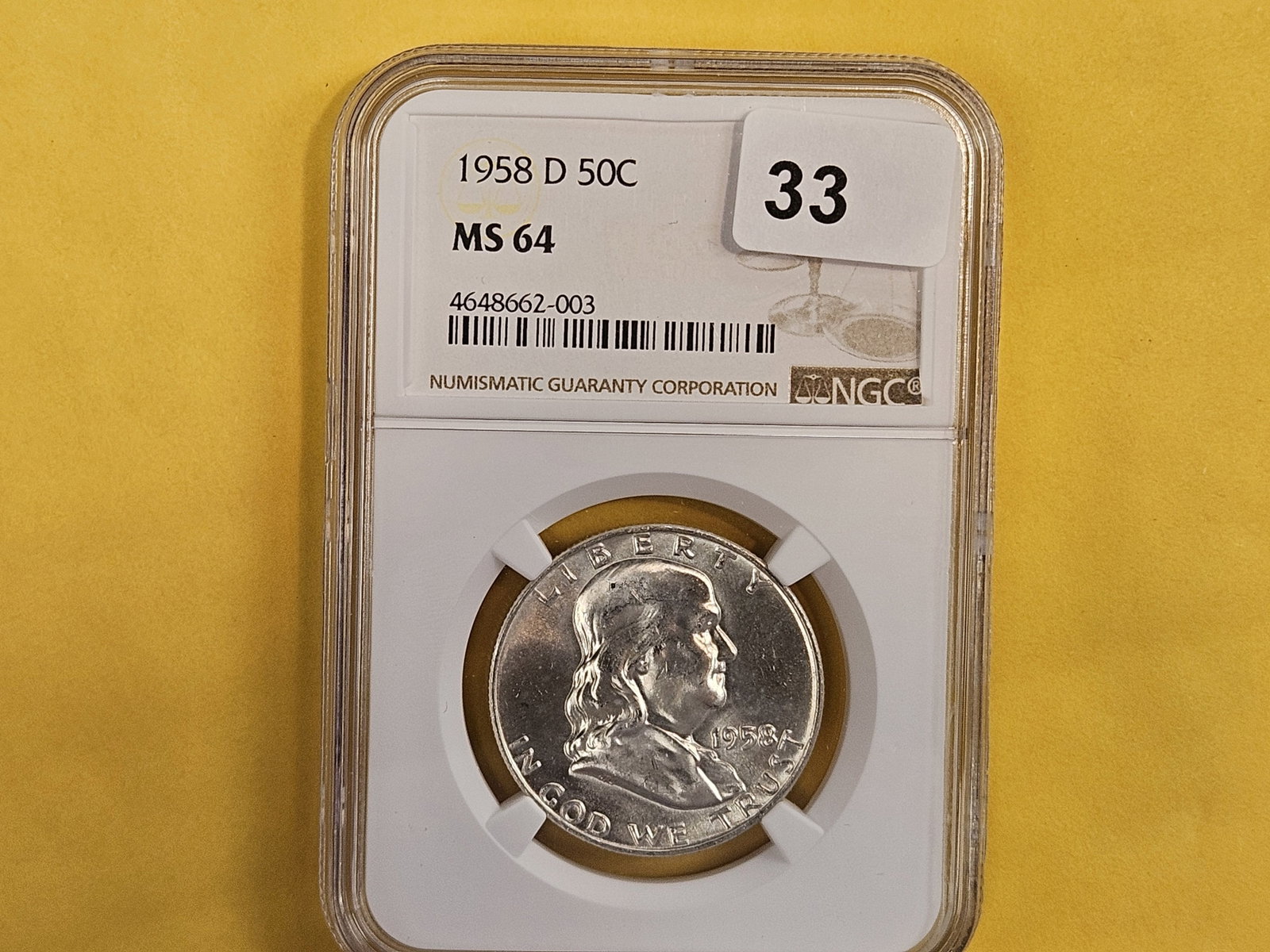 NGC 1958-D Franklin silver Half Dollar in Mint State 64 - 2