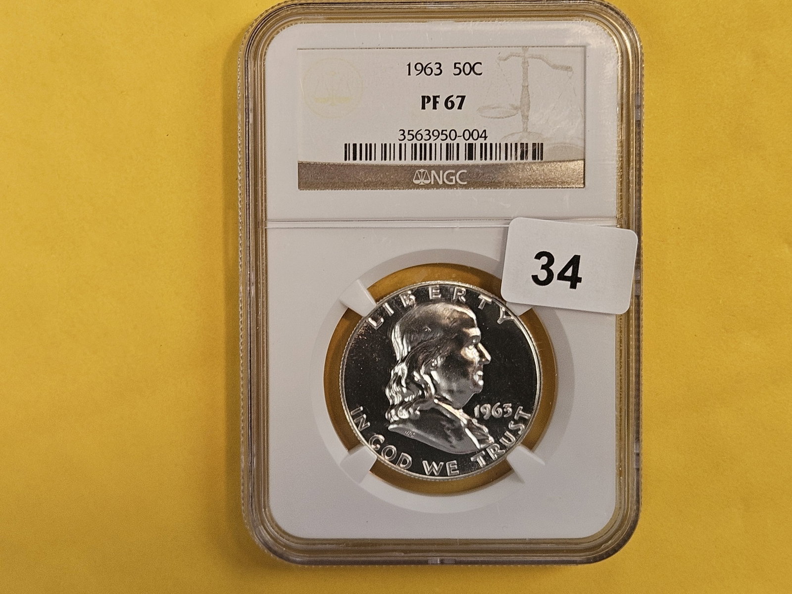 Superb GEM! NGC 1963 Franklin silver Half Dollar in Proof 67 - 2