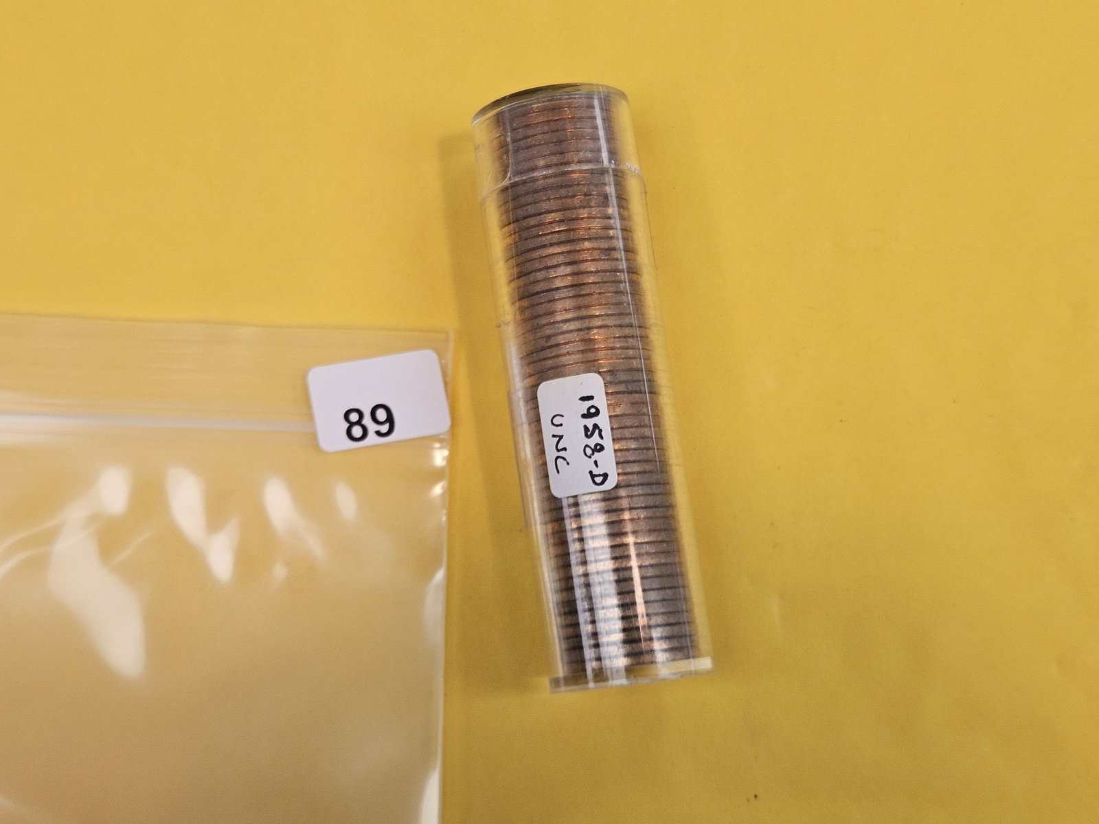 Brilliant Uncirculated roll of 1958-D Wheat cents - 2