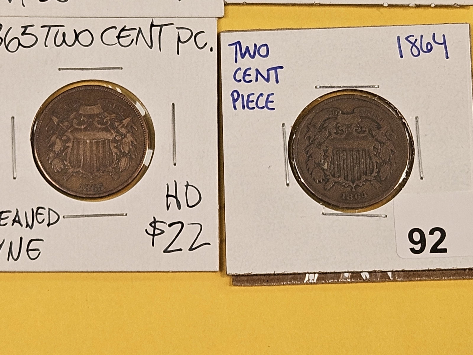 Four mixed 2-cent pieces - 3