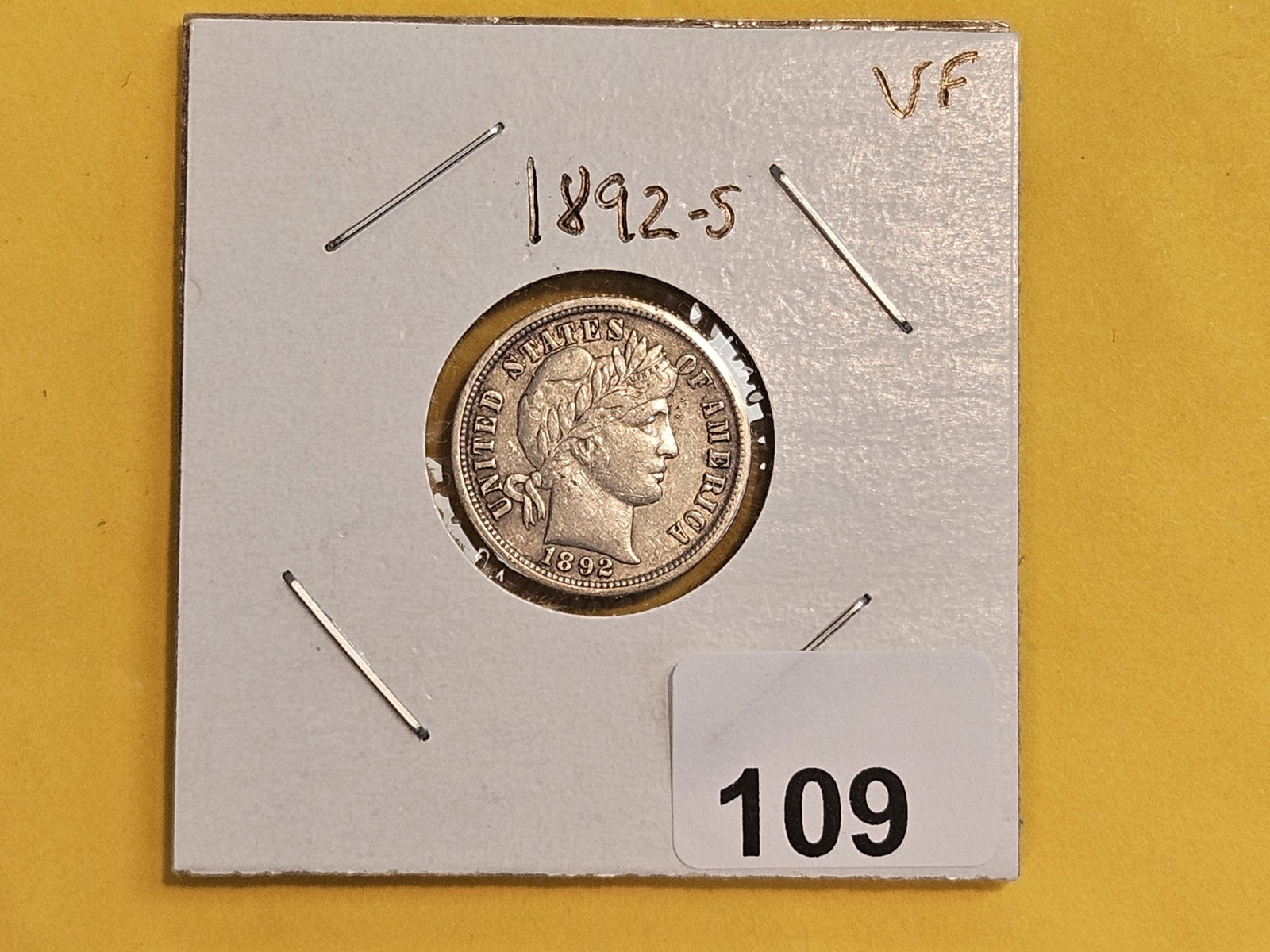 * Semi-Key 1892-S Barber Dime in Very Fine plus - 2