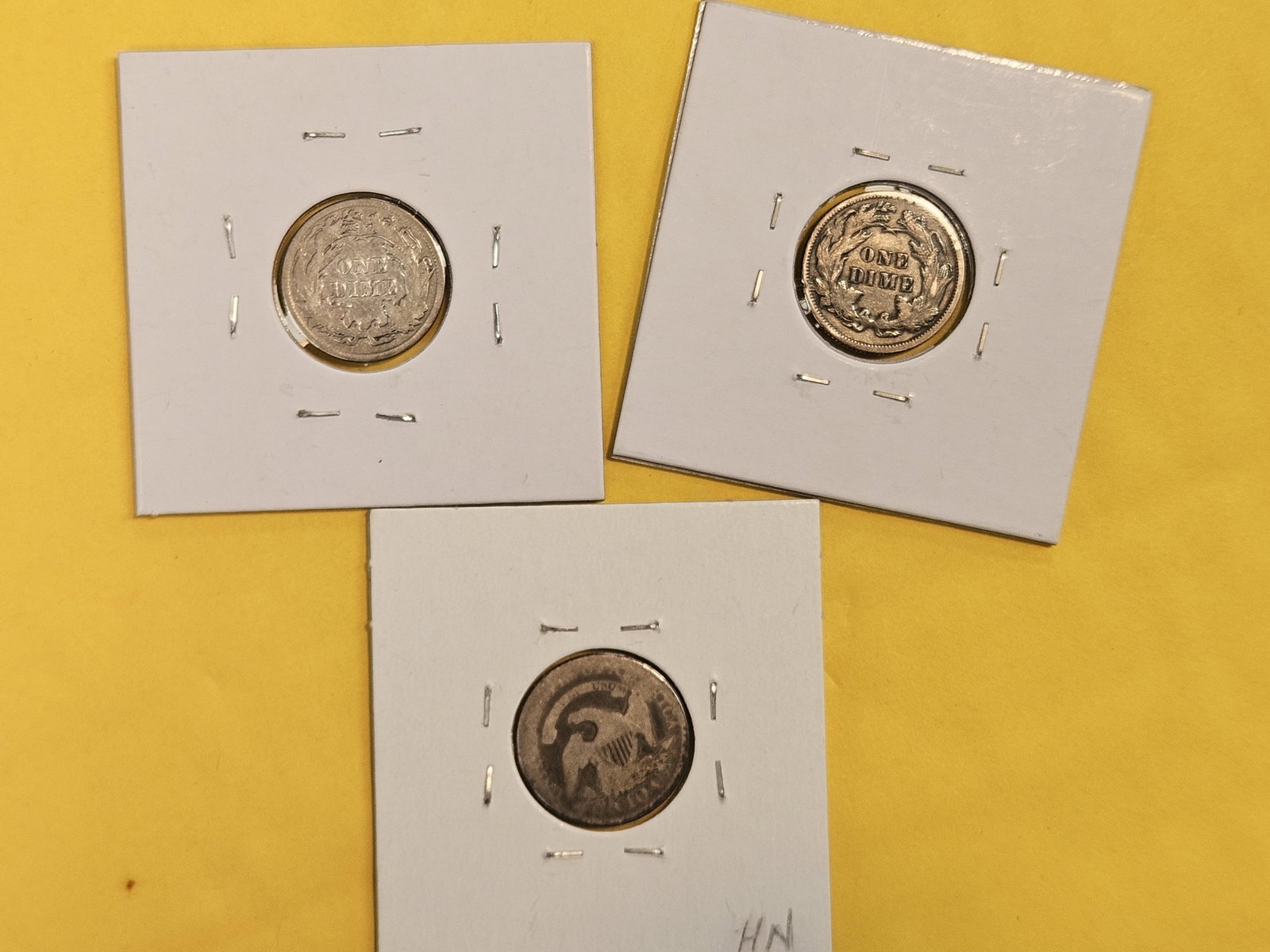 Three mixed silver Dimes - 4