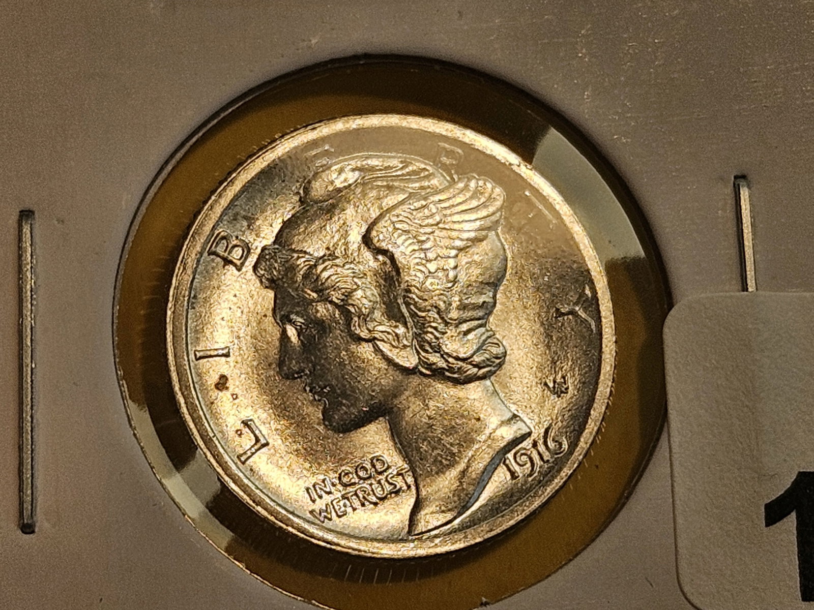 * GEM Brilliant Uncirculated 1916 Mercury Dime FSB - 3