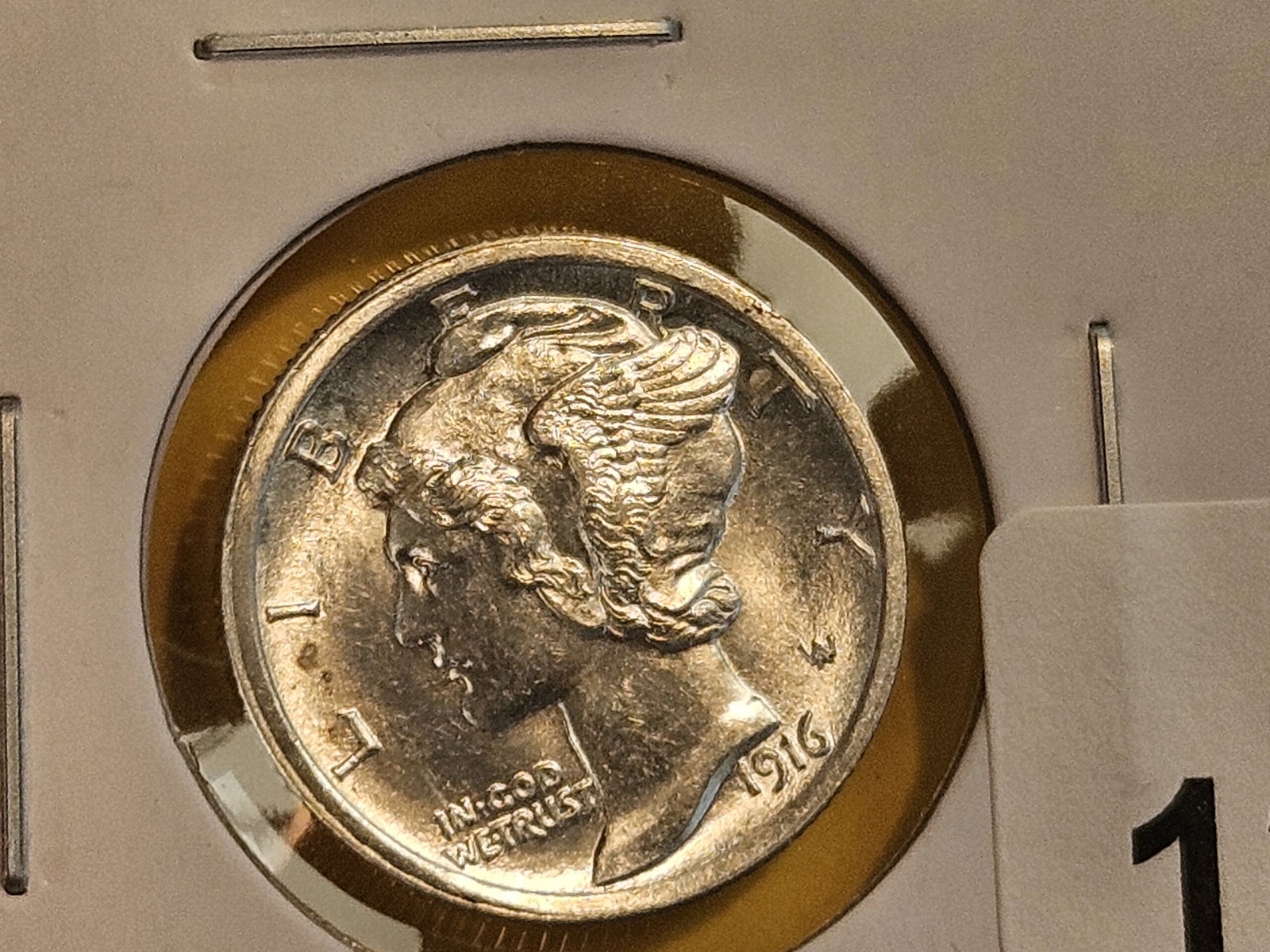 * GEM Brilliant Uncirculated 1916 Mercury Dime FSB - 4