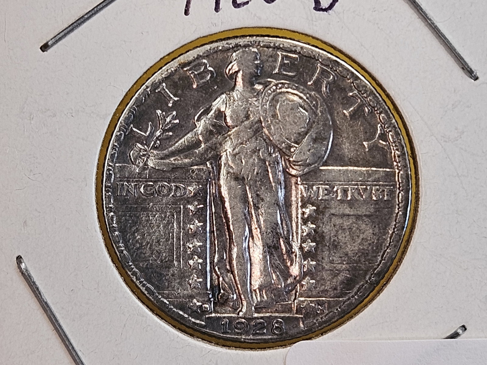1928-D Standing Liberty quarter in Extra Fine - details - 3