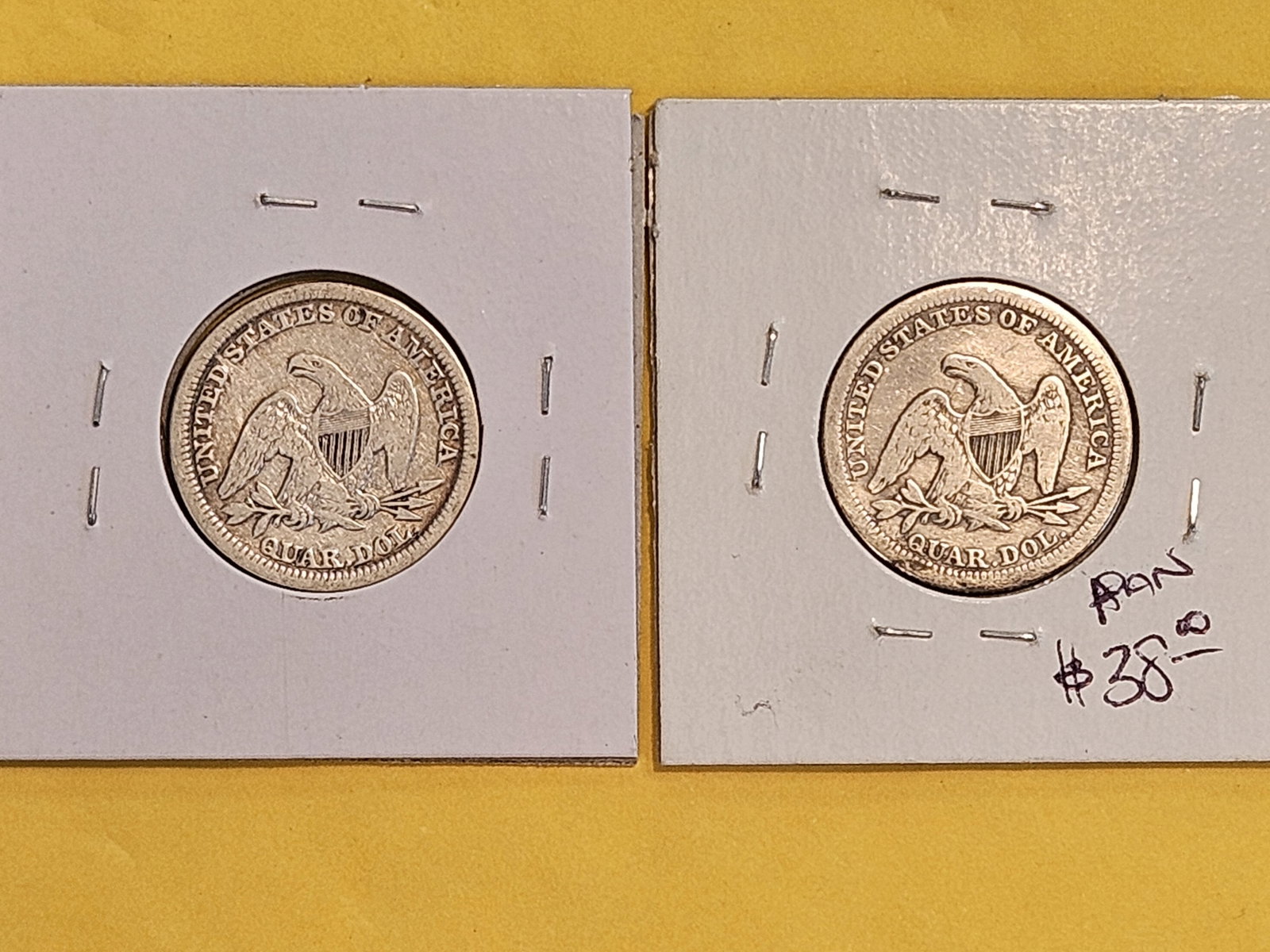 1849 and 1854 Seated Liberty silver Quarters - 2