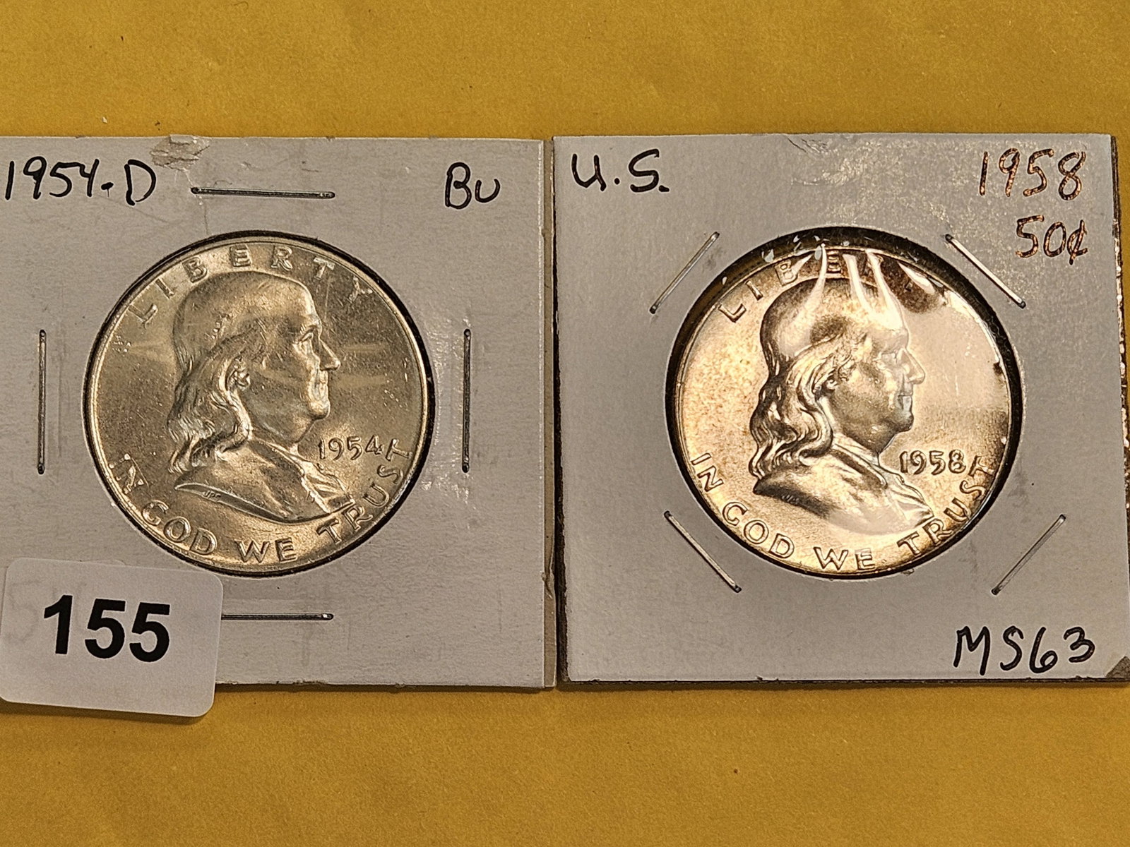 Two Brilliant Uncirculated Plus Franklin silver Half Dollars - 2