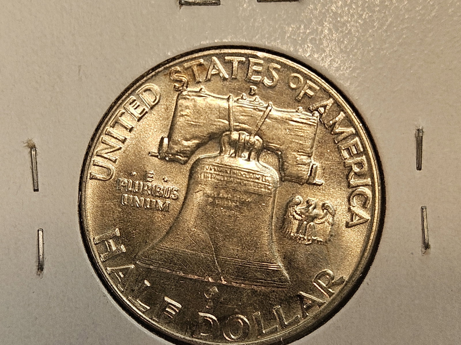 Choice Brilliant Uncirculated 1958-D Franklin silver half dollar - 4