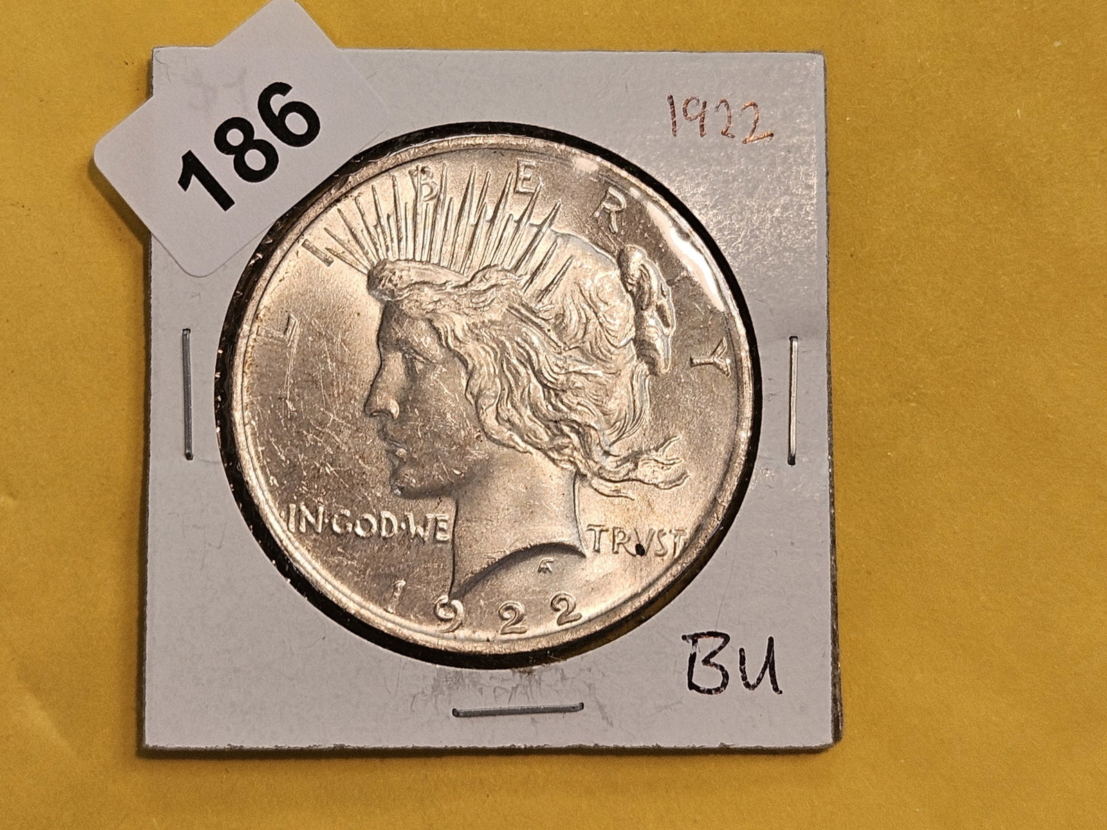 Brilliant Uncirculated Plus 1922 Peace silver Dollar - 2