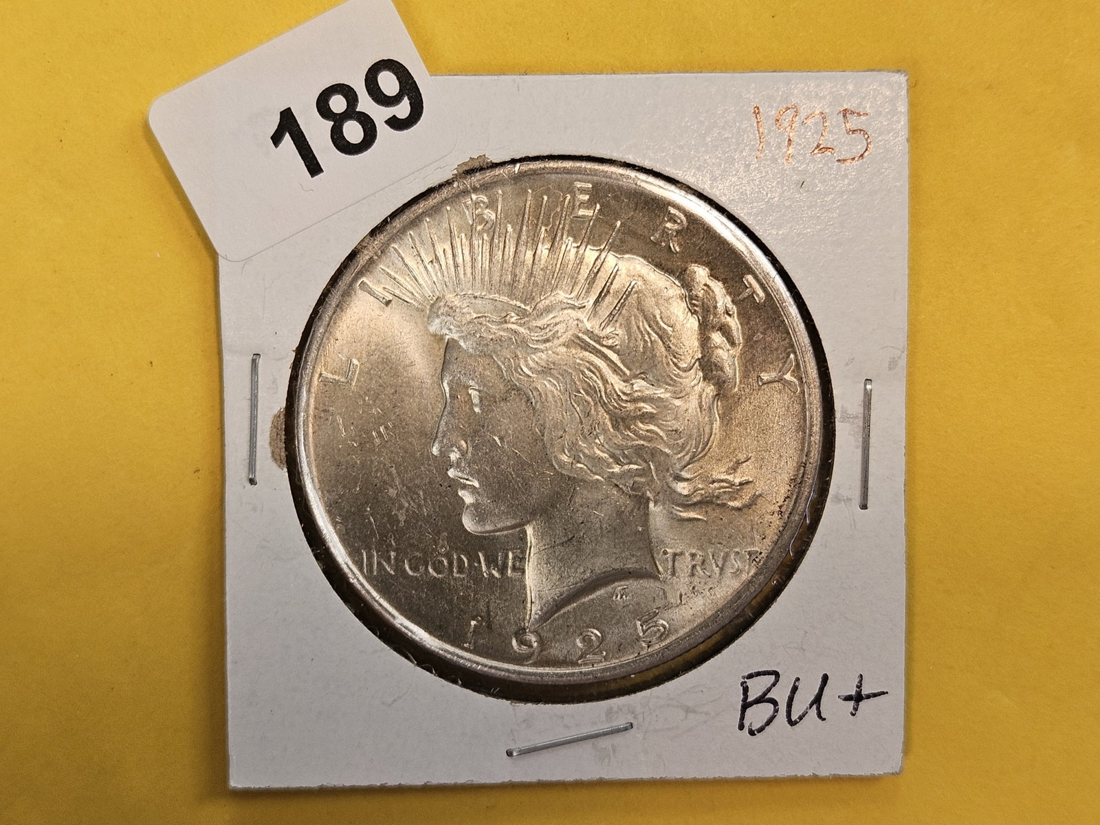 Choice Brilliant Uncirculated 1925 Peace silver Dollar - 2