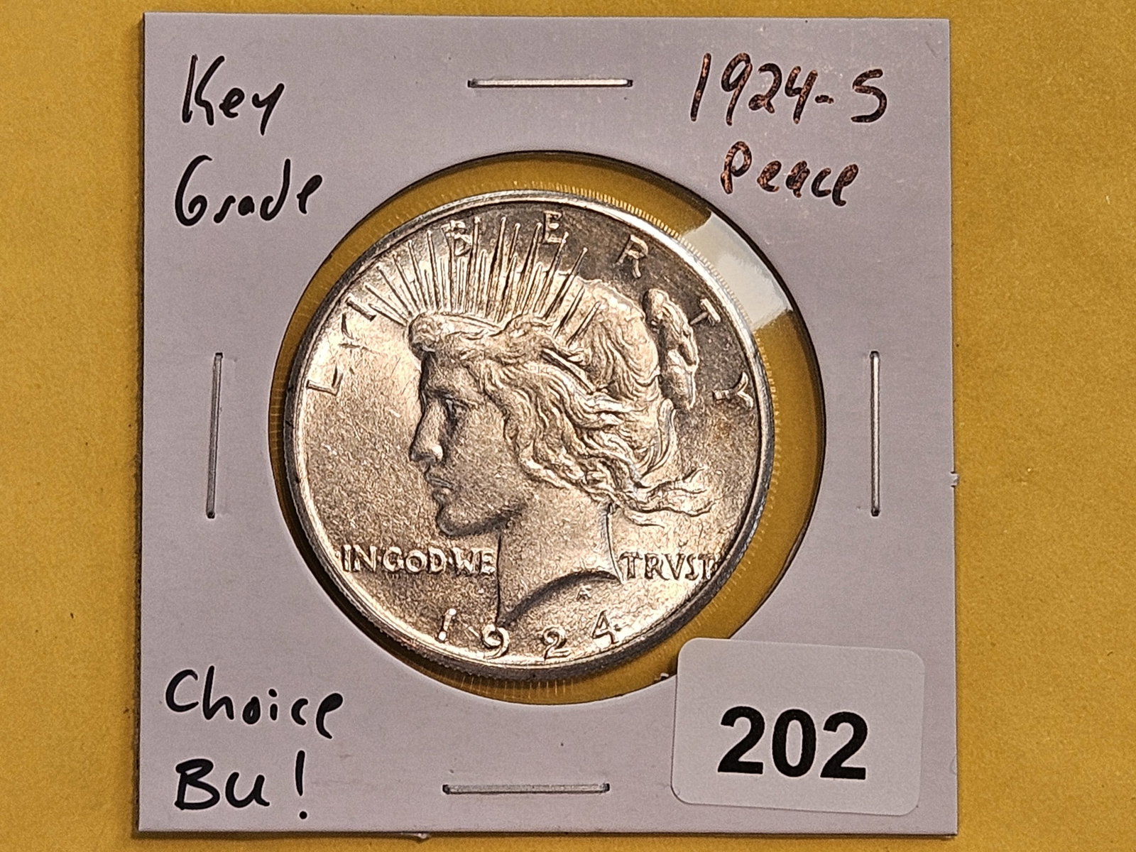 * Key Grade! Choice Brilliant Uncirculated 1924-S Peace silver Dollar - 2