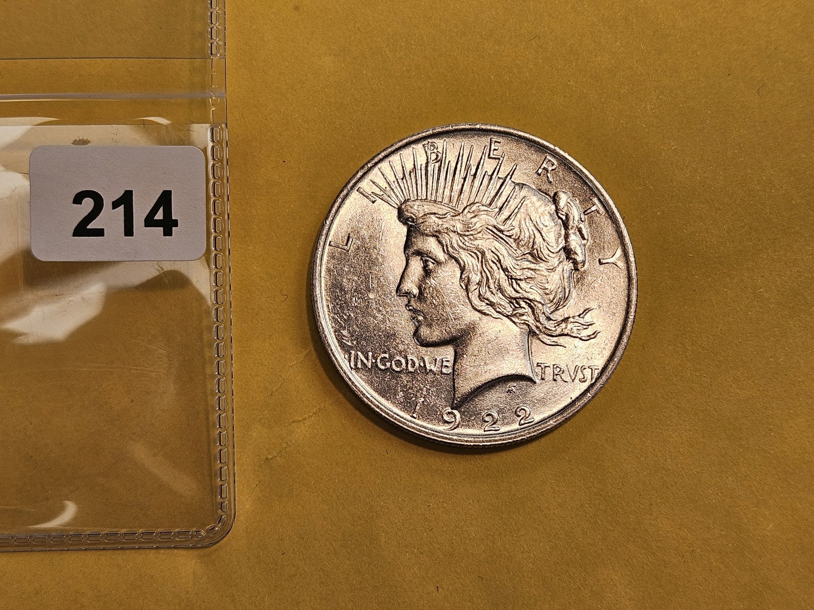 Choice Brilliant Uncirculated plus 1922 Peace silver Dollar - 2