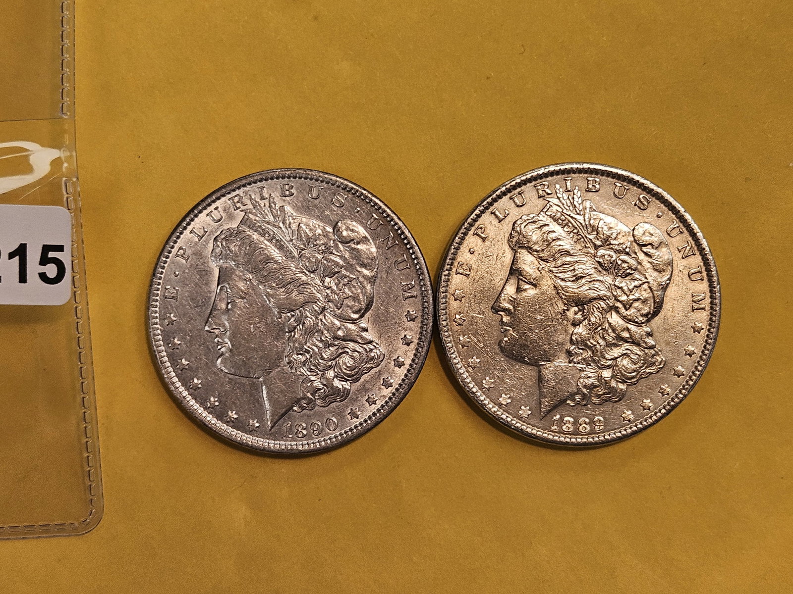 Two Bright About Uncirculated Morgan silver Dollars - 2