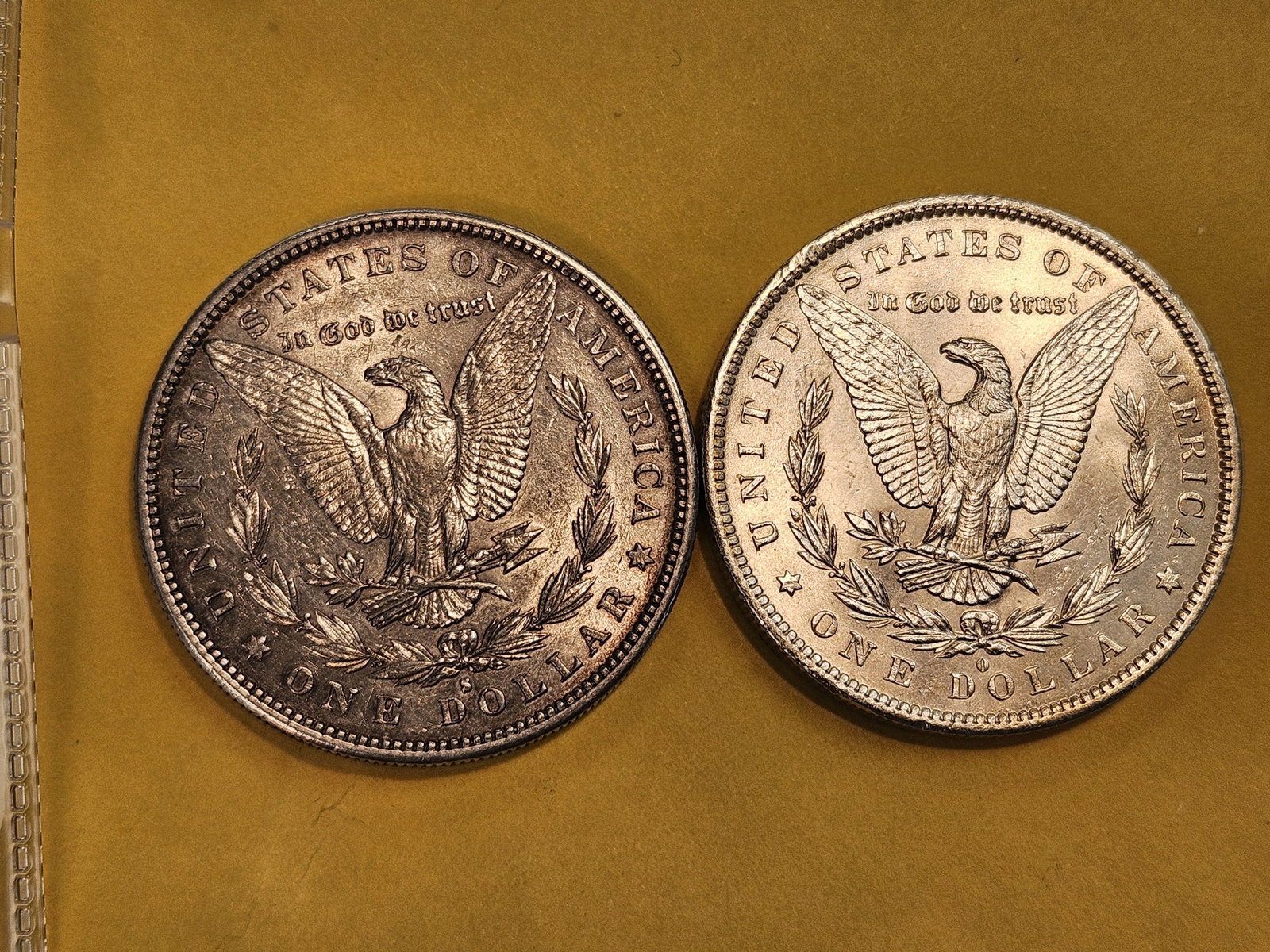 Two Bright About Uncirculated Morgan silver Dollars - 3