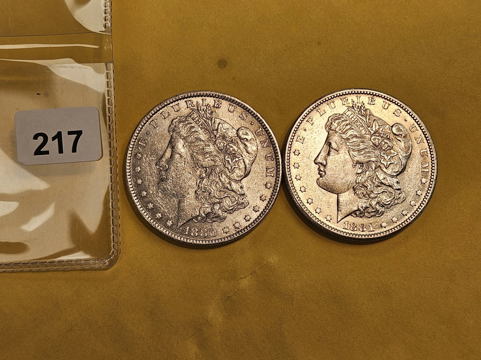 Two Bright About Uncirculated Morgan silver Dollars - 2