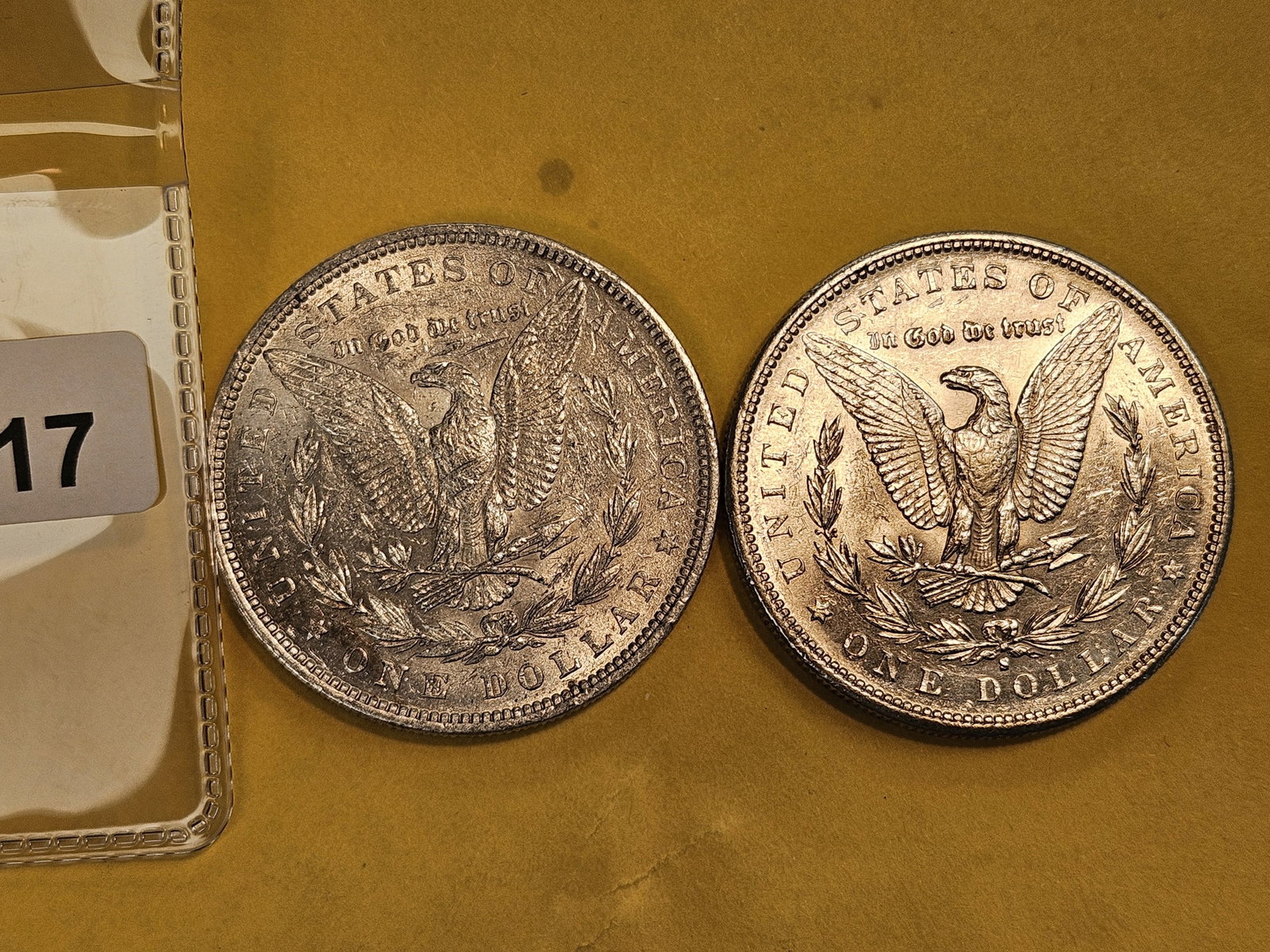 Two Bright About Uncirculated Morgan silver Dollars - 3