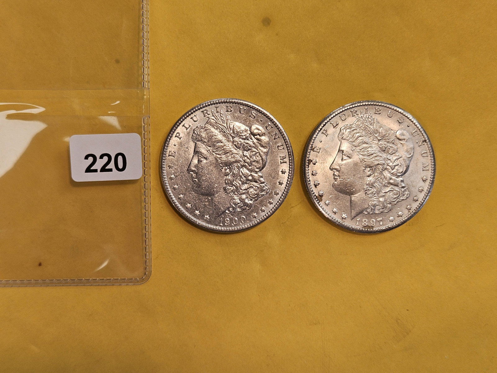 Two Bright About Uncirculated Morgan silver Dollars - 2