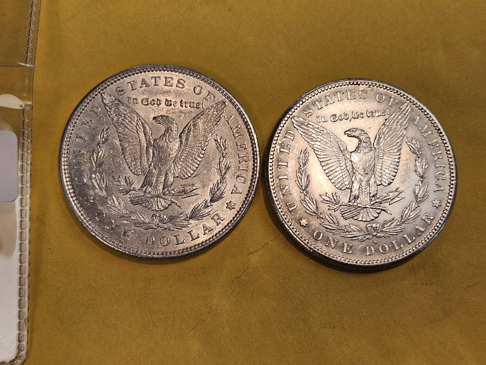 Two Bright About Uncirculated Morgan silver Dollars - 3