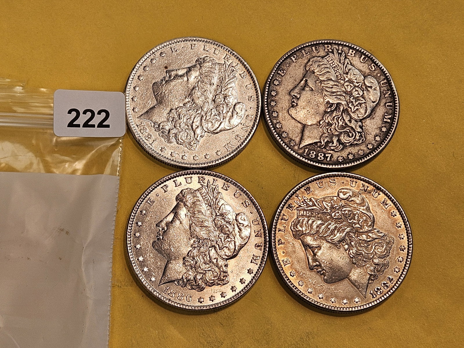 Four About Uncirculated Morgan Silver Dollars - 2