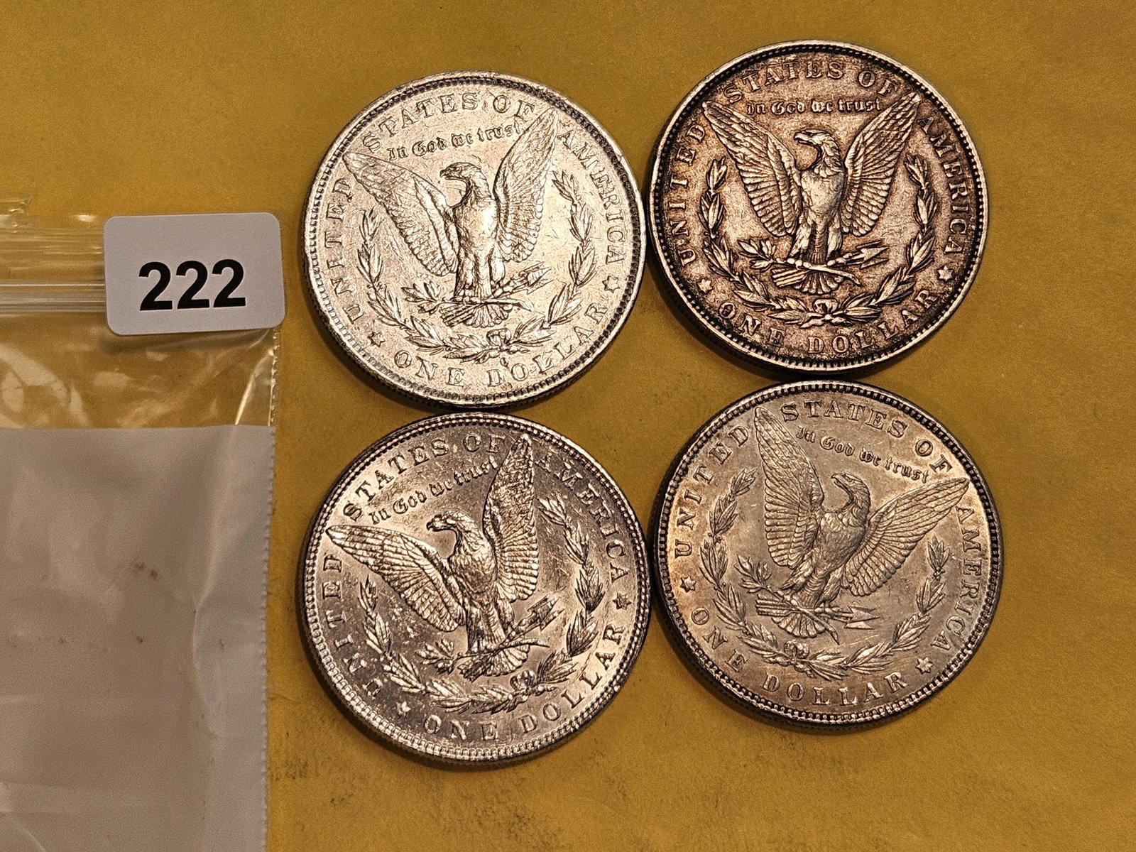 Four About Uncirculated Morgan Silver Dollars - 3