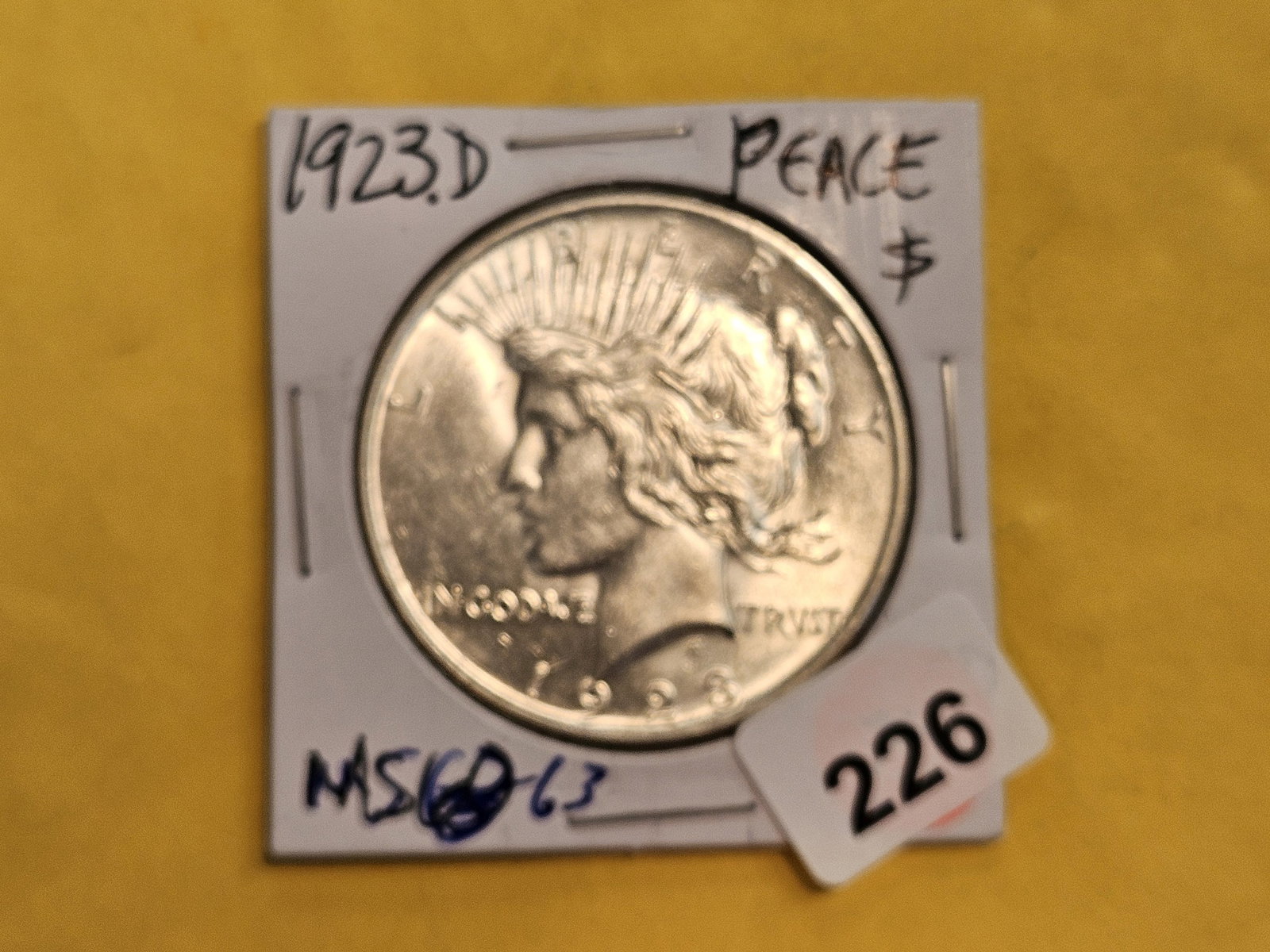 Choice Brilliant Uncirculated plus 1923-D Peace Silver Dollar - 2