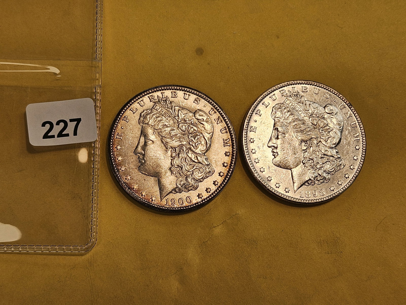 Two Bright About Uncirculated Morgan silver Dollars - 2