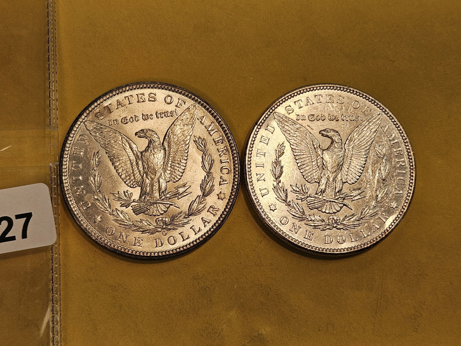 Two Bright About Uncirculated Morgan silver Dollars - 3