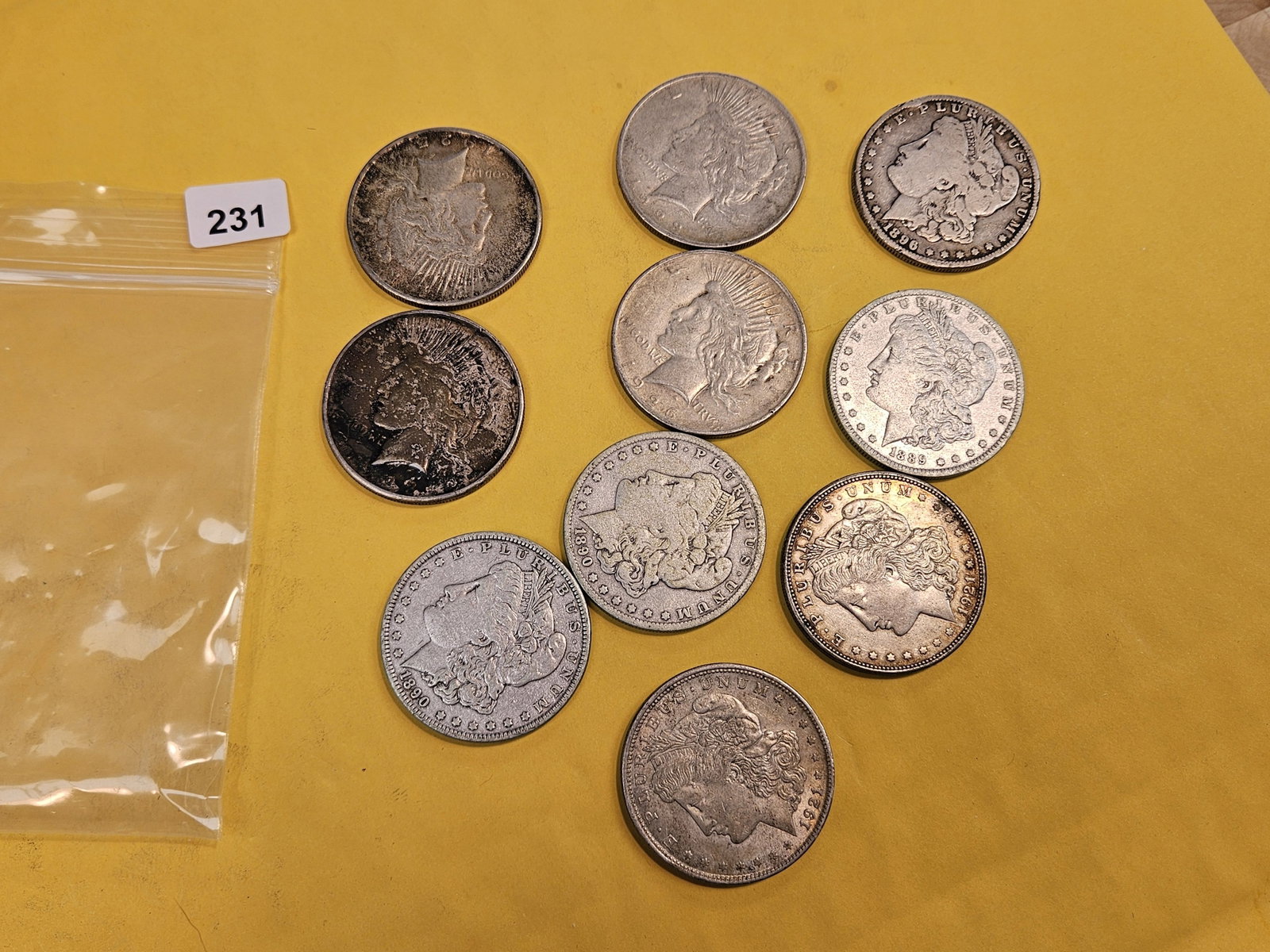 Ten mixed silver dollars - 2