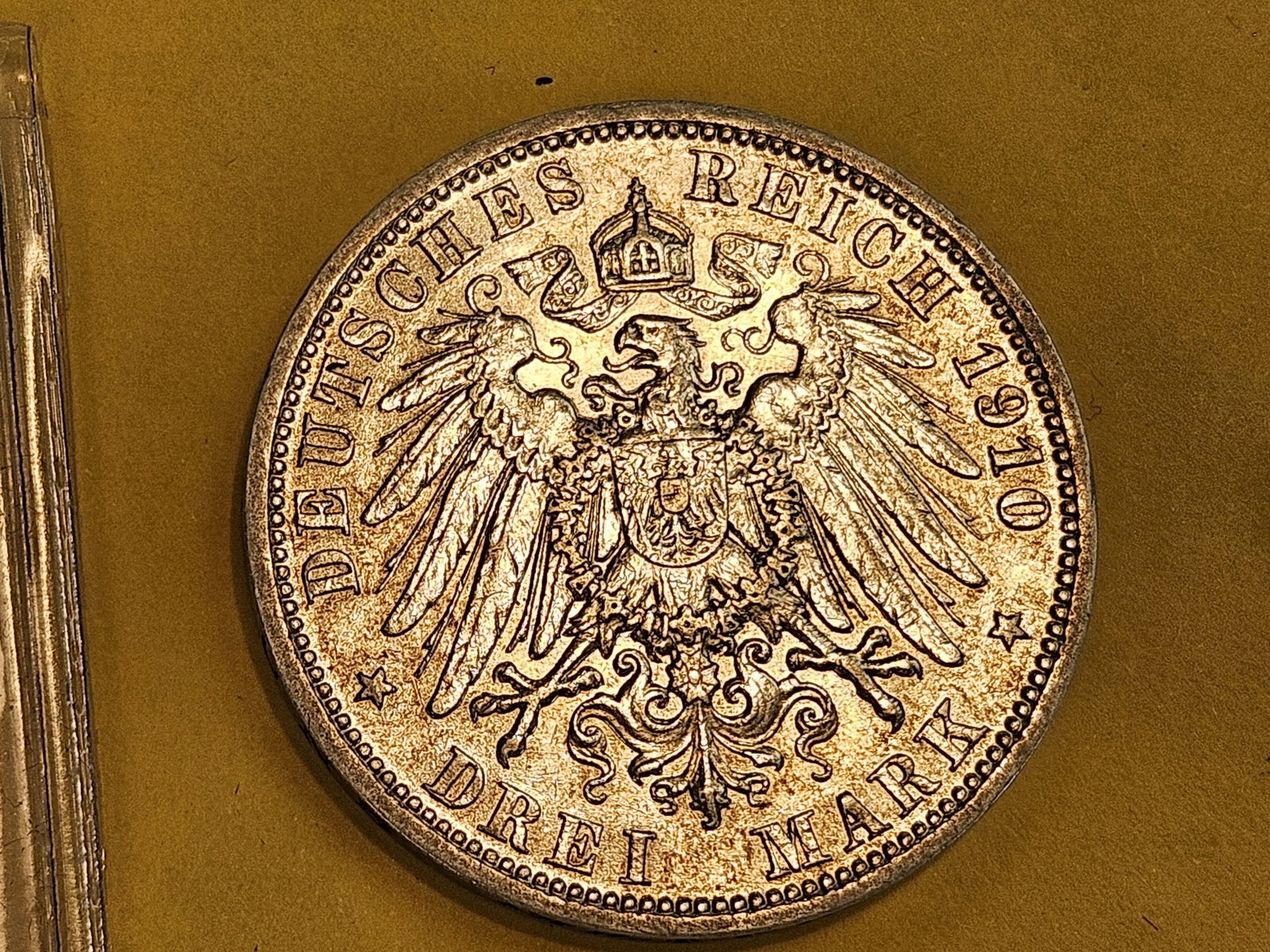 Choice Brilliant AU-BU 1910-A Germany silver drei mark - 7